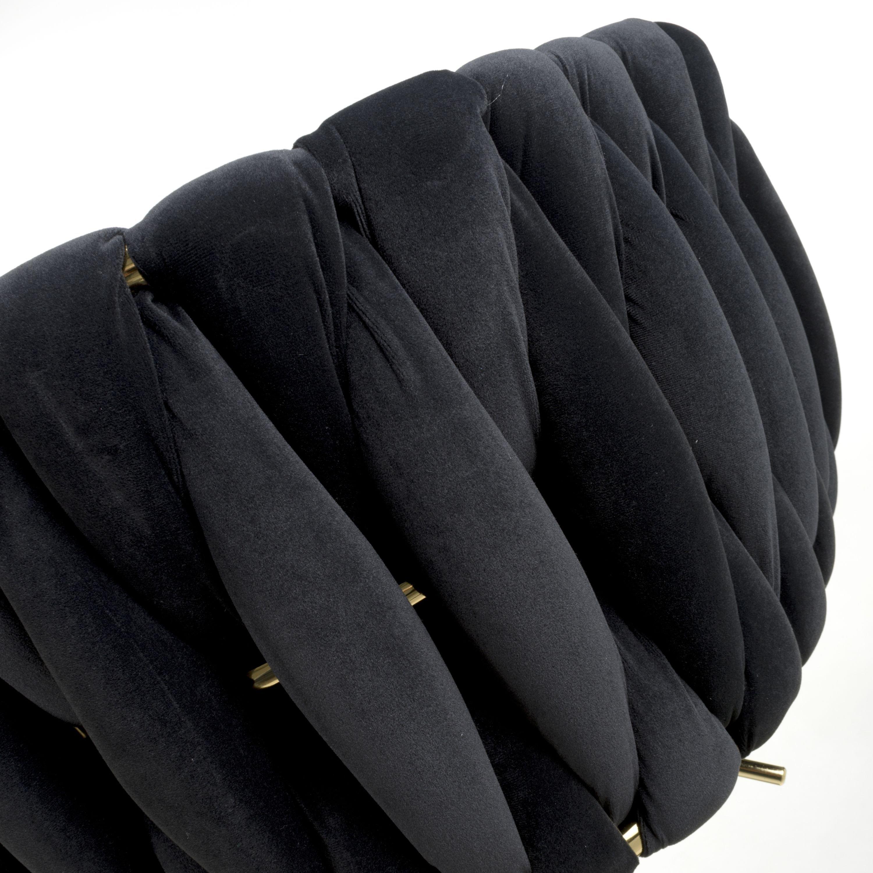 Black - Shankar - Bellaire Brushed Velvet Black Bar Stool - 4