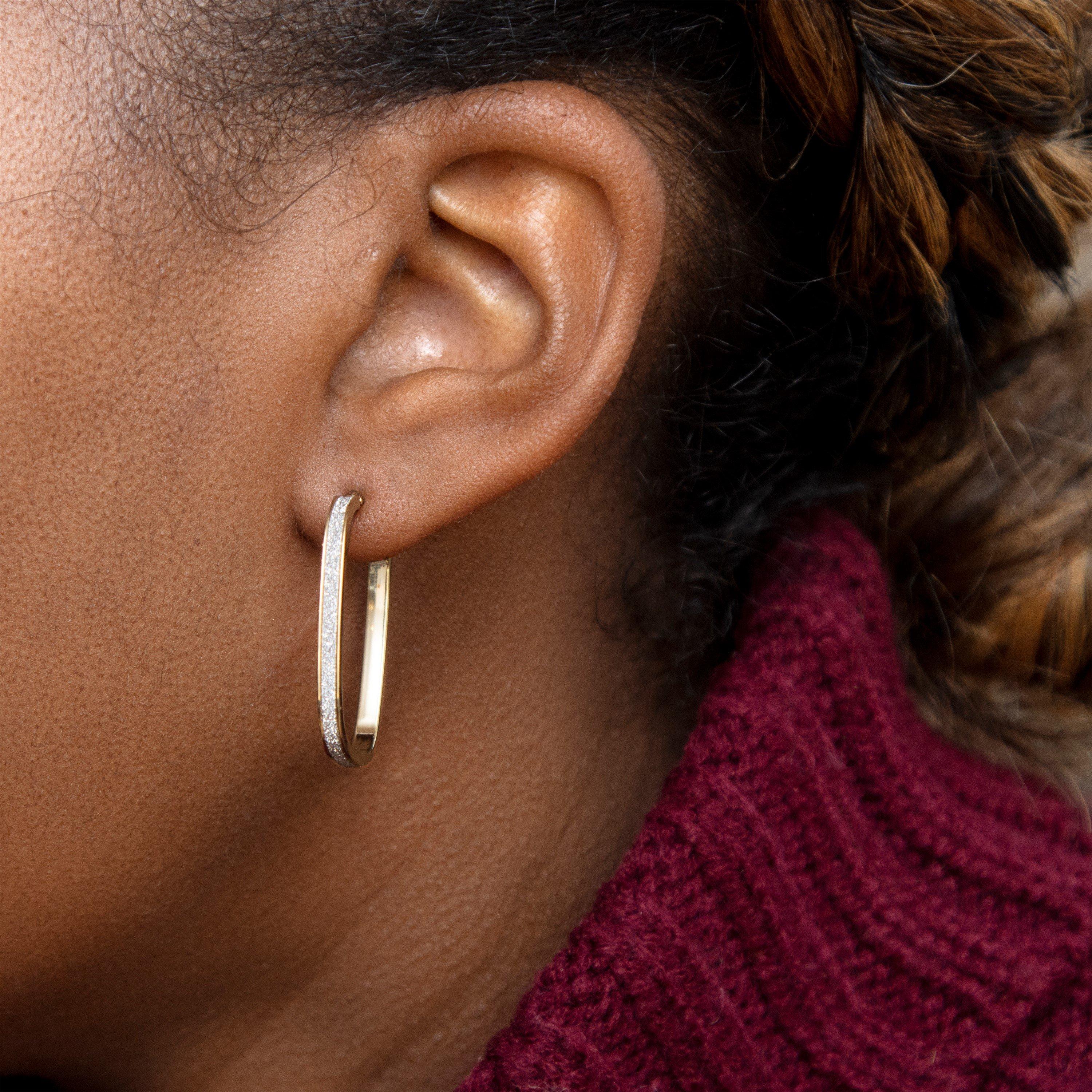 Yellow Gold - Be You - 9ct Gold Stardust Rounded Rectangle Hoops - 2