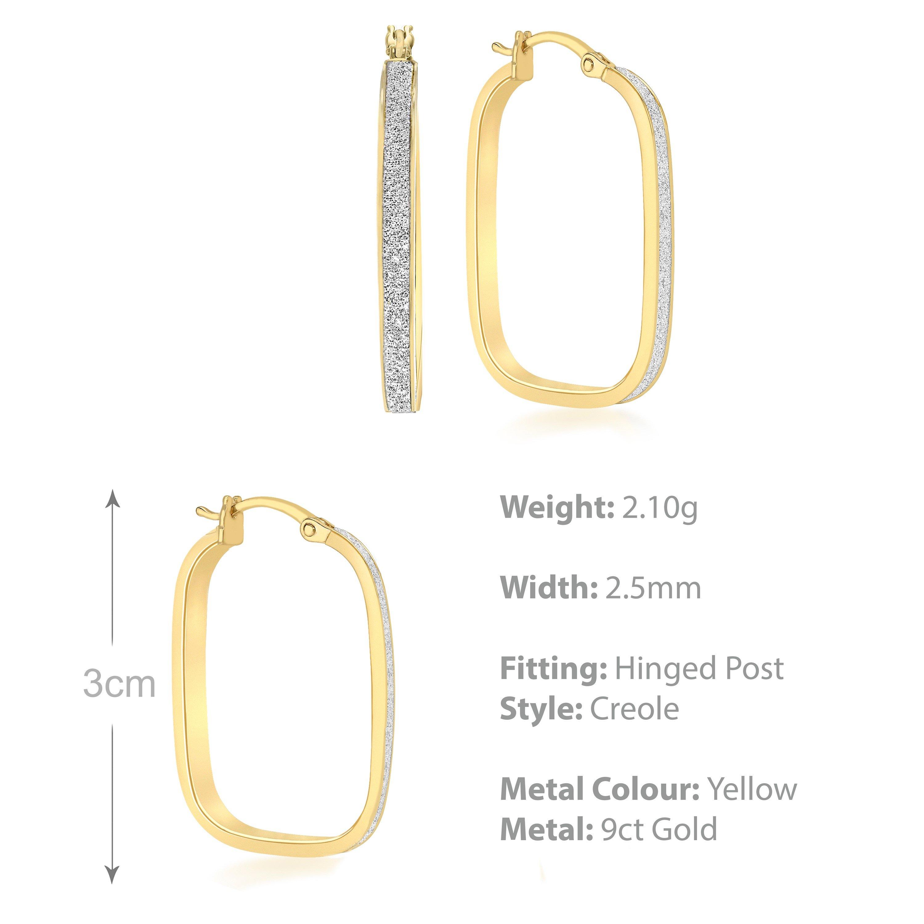 Yellow Gold - Be You - 9ct Gold Stardust Rounded Rectangle Hoops - 4
