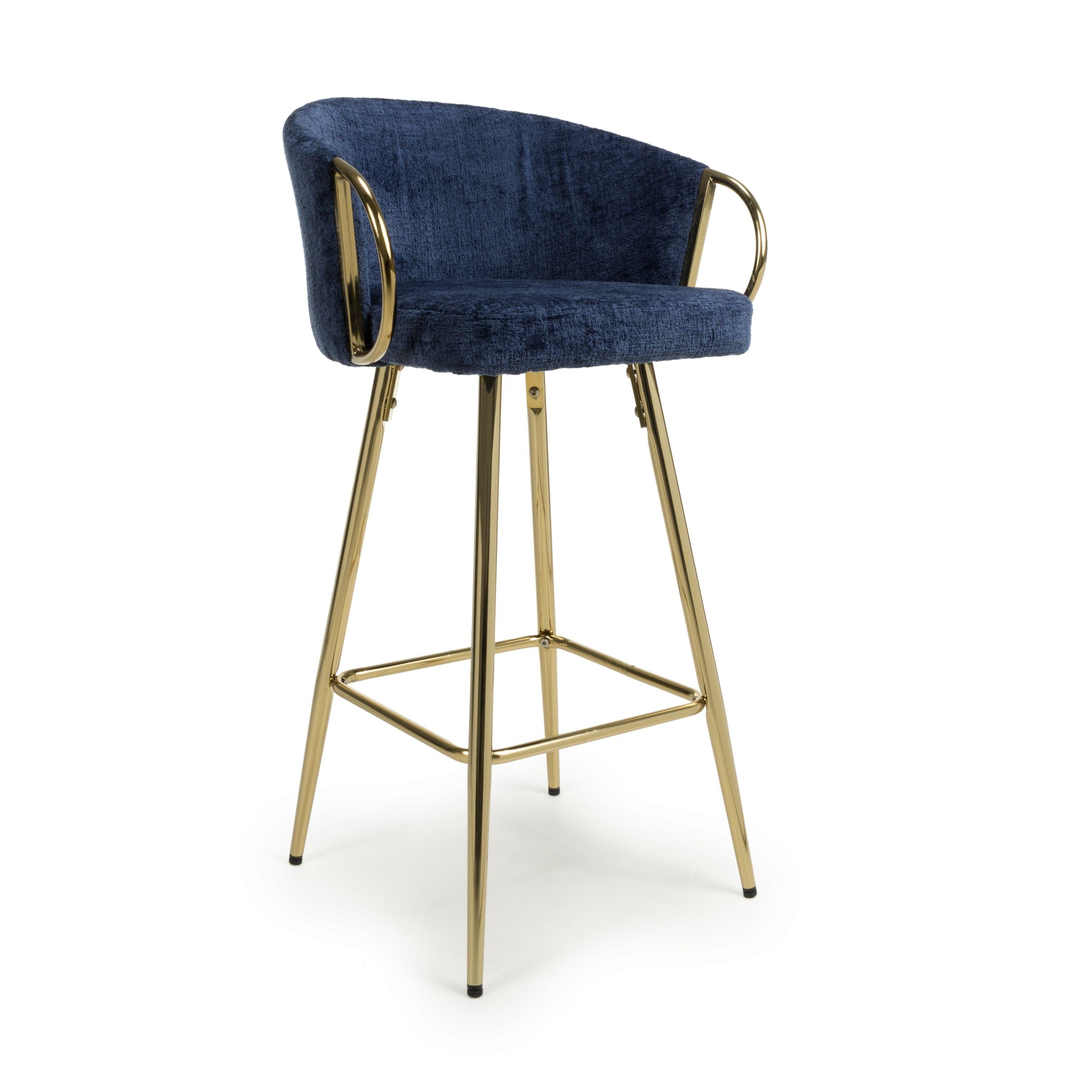 Shankar Volero Linen Effect Blue Bar Stool