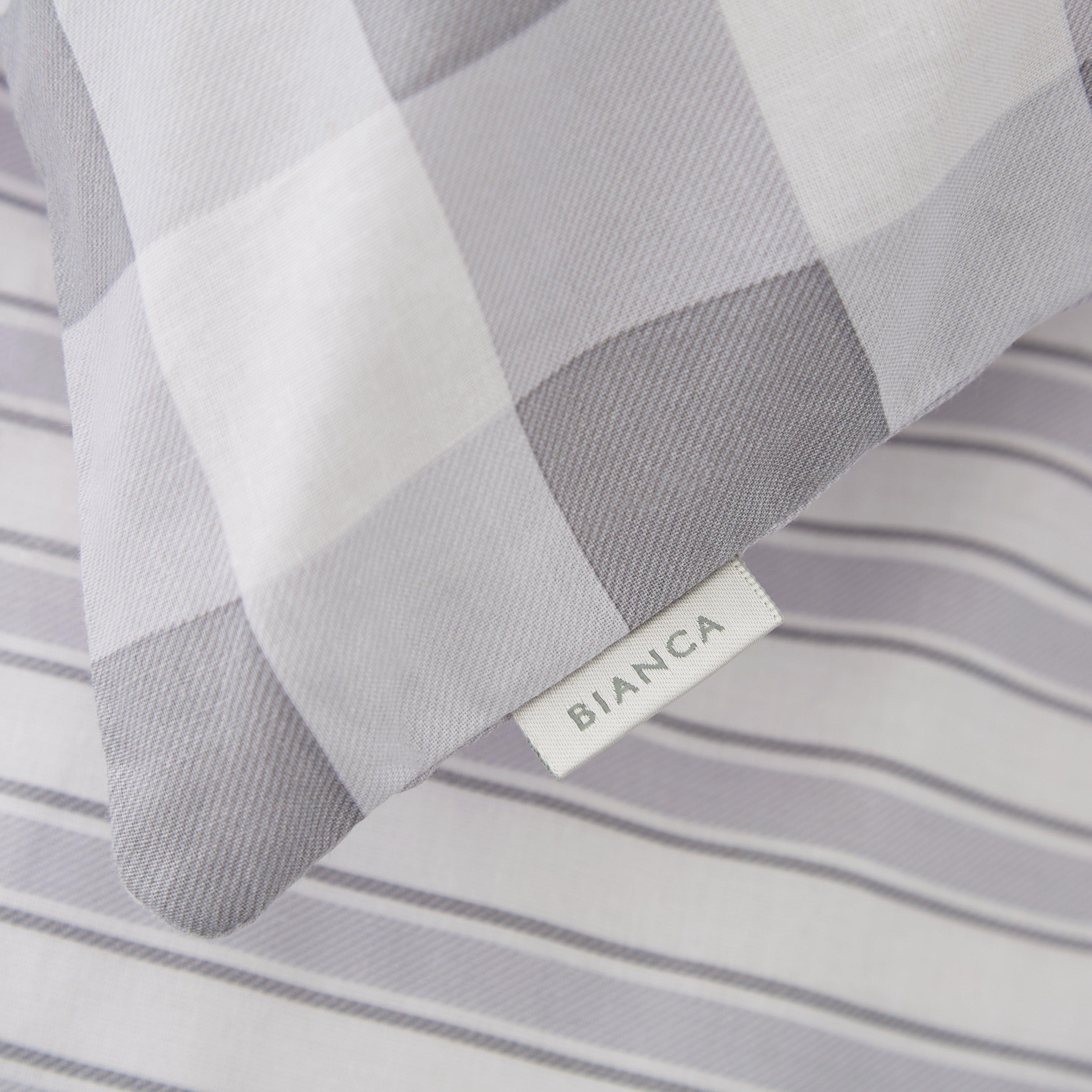 Grey - Bianca - Check And Stripe Cotton Duvet Cover Set - 3