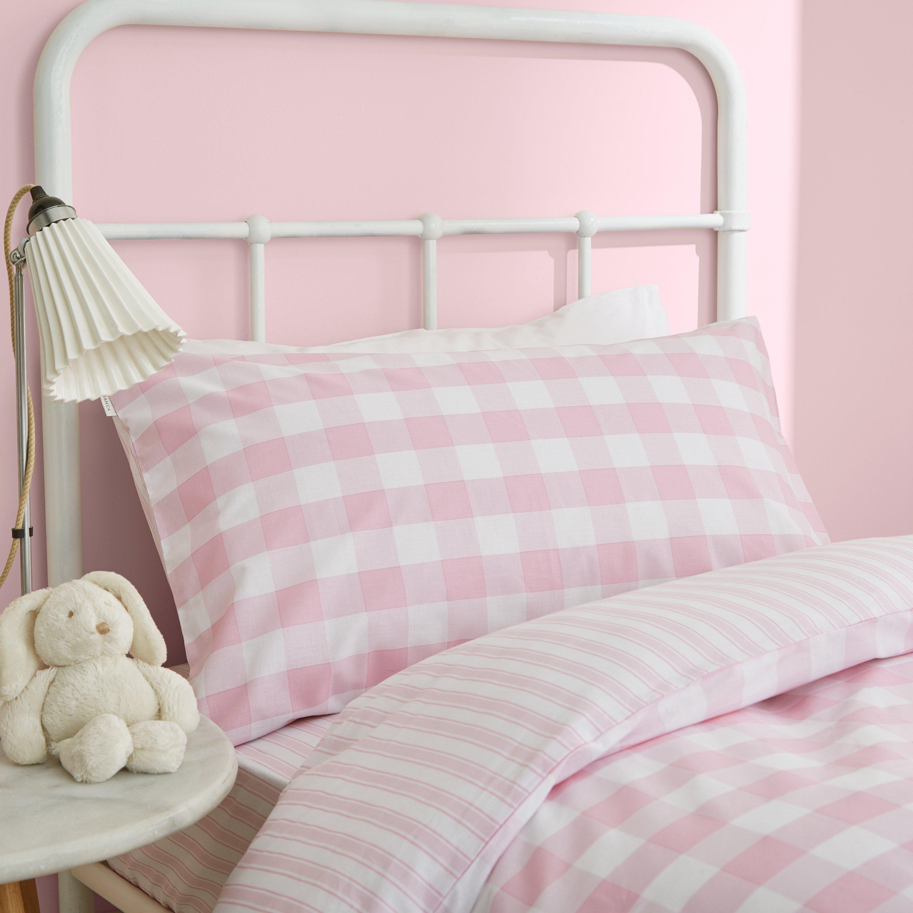 Pink - Bianca - Check And Stripe Cotton Duvet Cover Set - 2