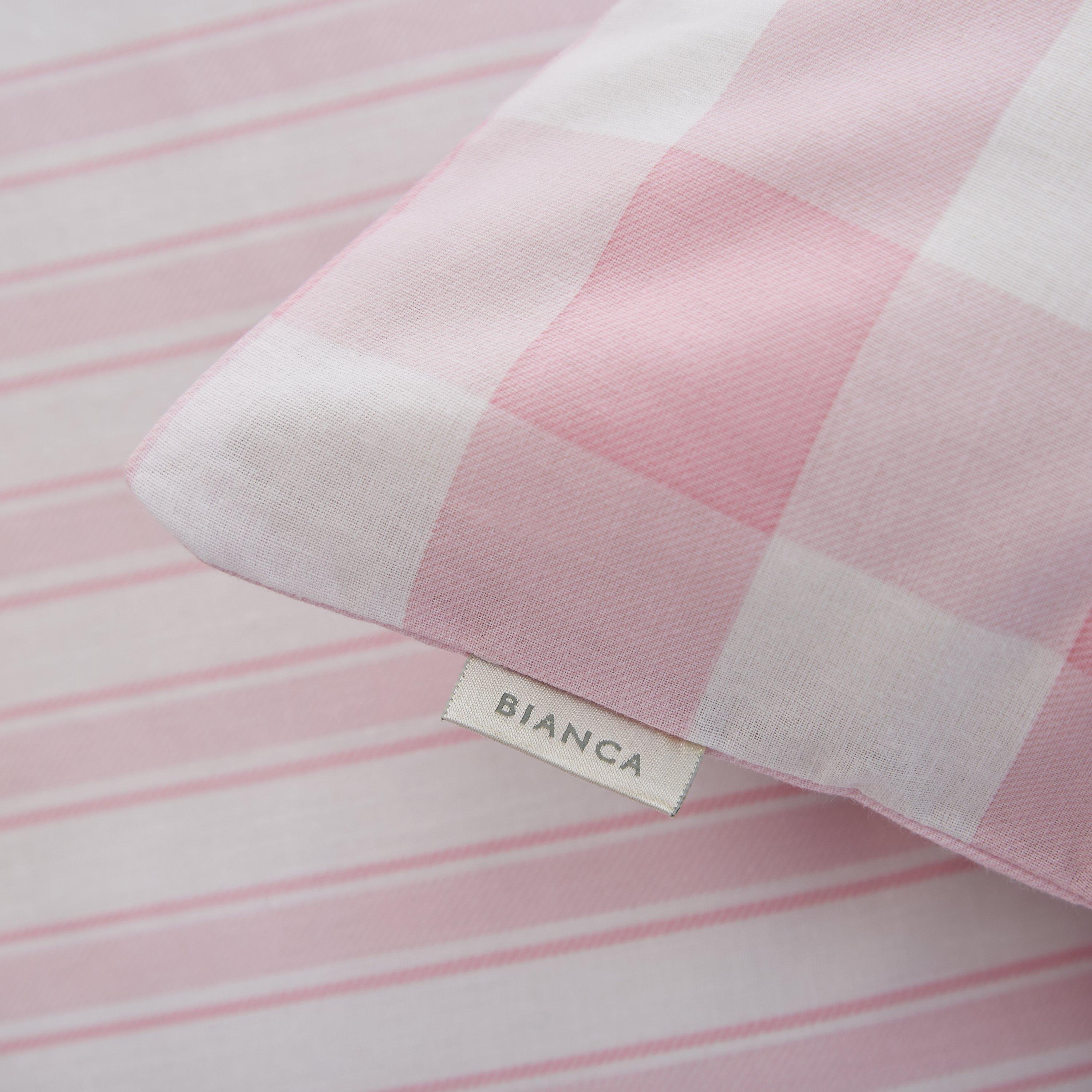 Pink - Bianca - Check And Stripe Cotton Duvet Cover Set - 3