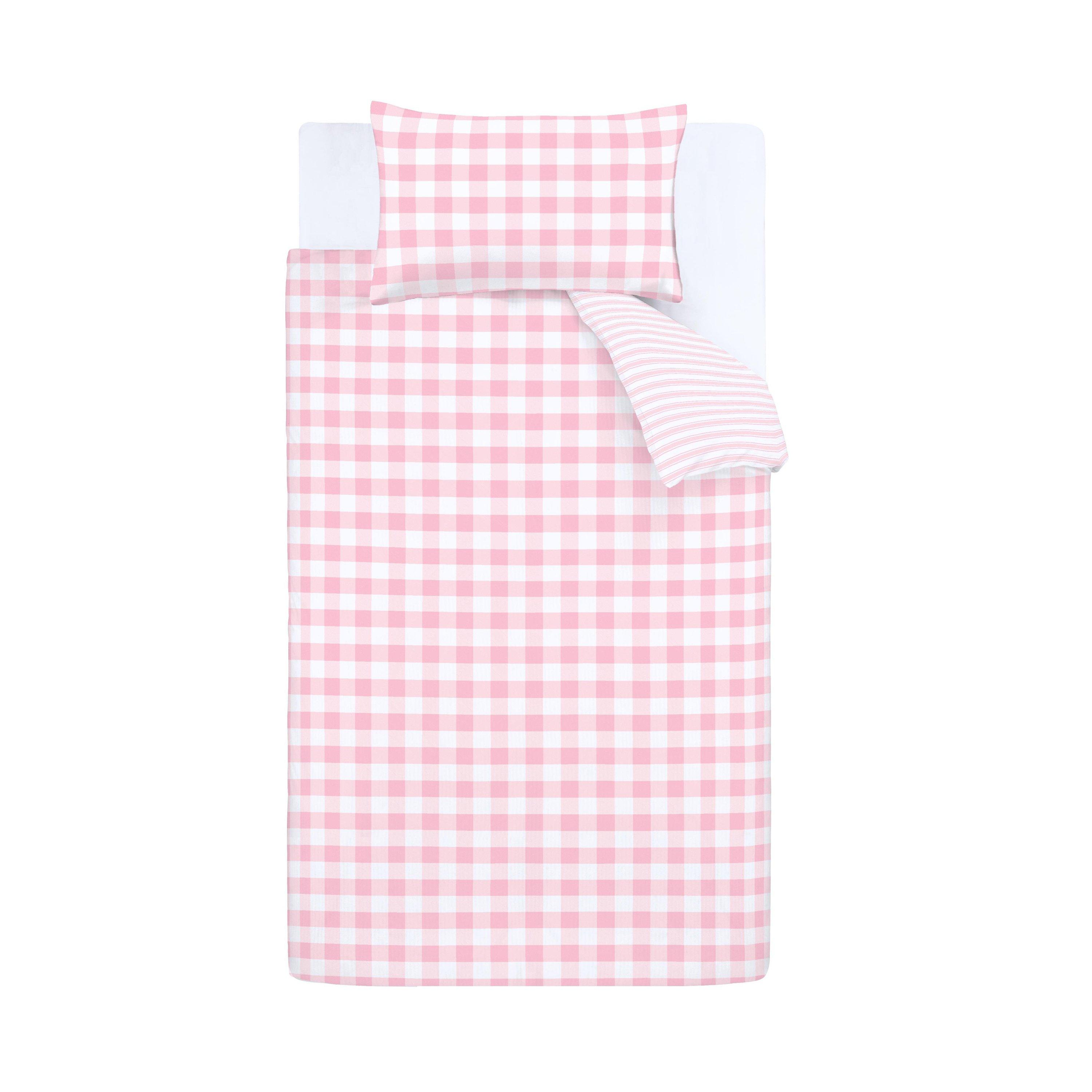 Pink - Bianca - Check And Stripe Cotton Duvet Cover Set - 5
