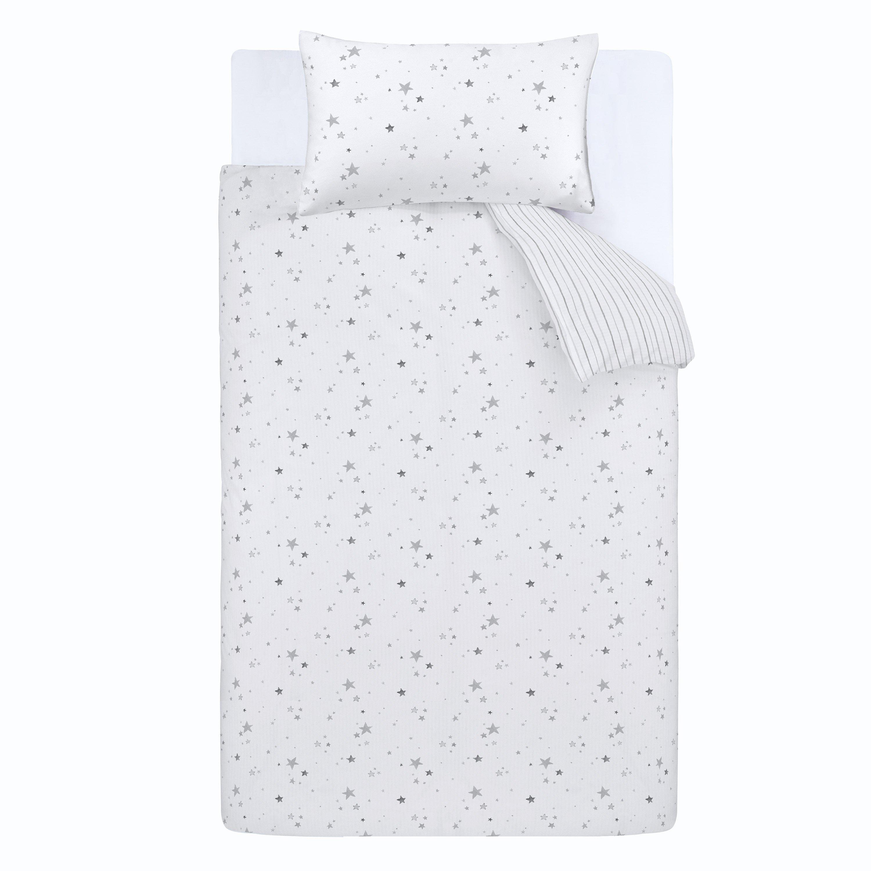 Grey - Bianca - Stars Cotton Reversible Duvet Cover Set - 5