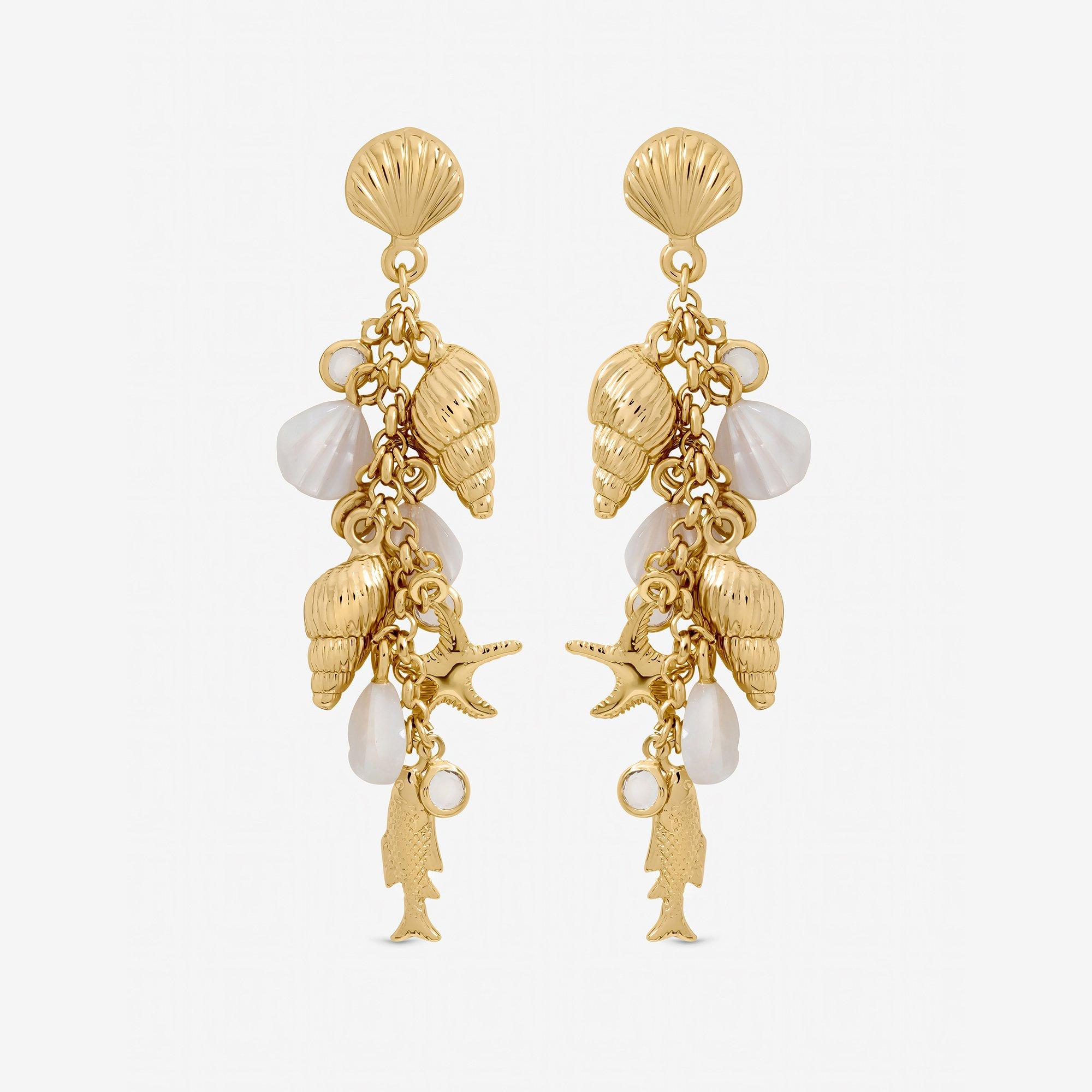 Gold - Inicio - Gold Plated Droplet Shell Earrings - Gift Pouch