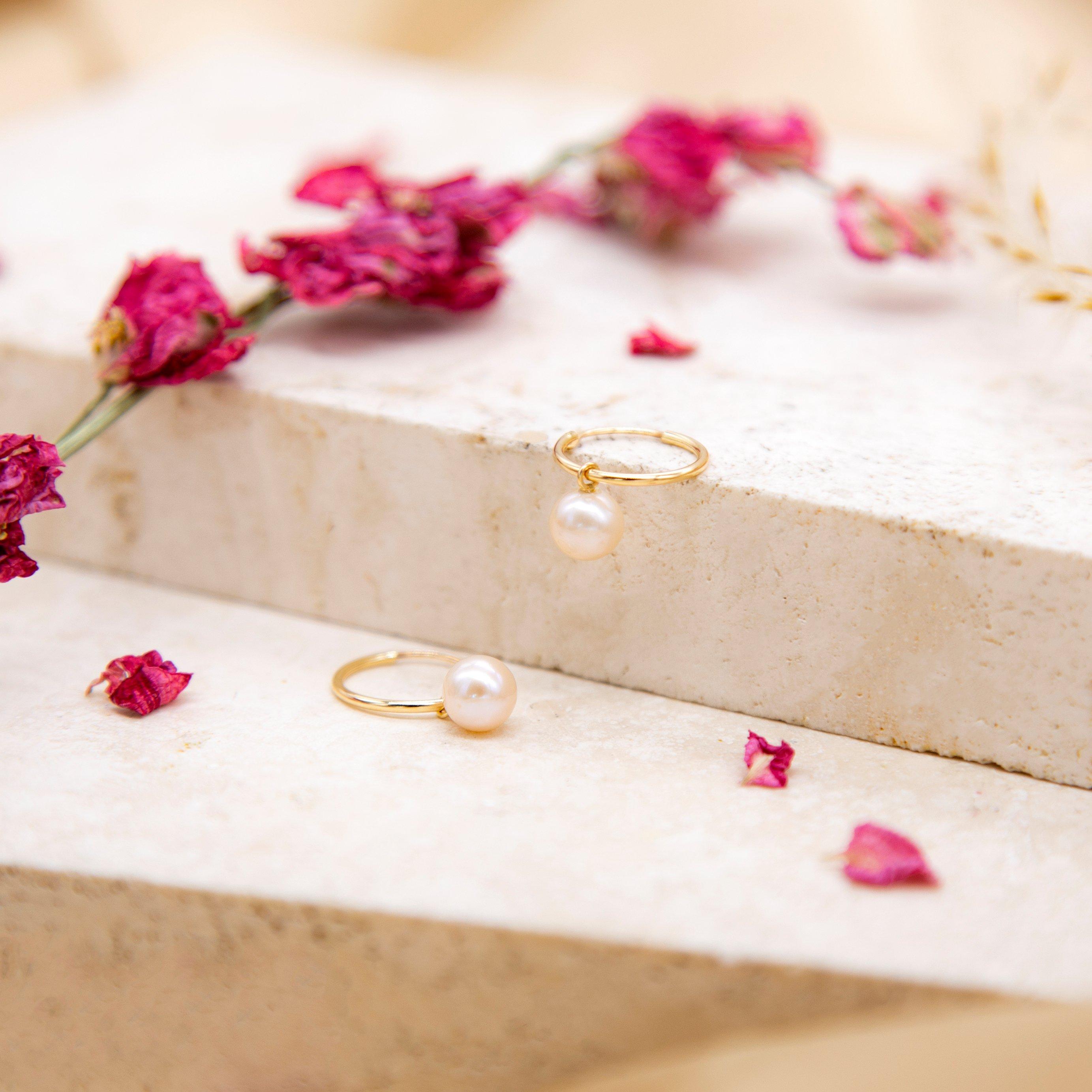 Yellow Gold - Be You - 9ct Gold Fresh Water Pearl Hoop Drop Earrings - 3