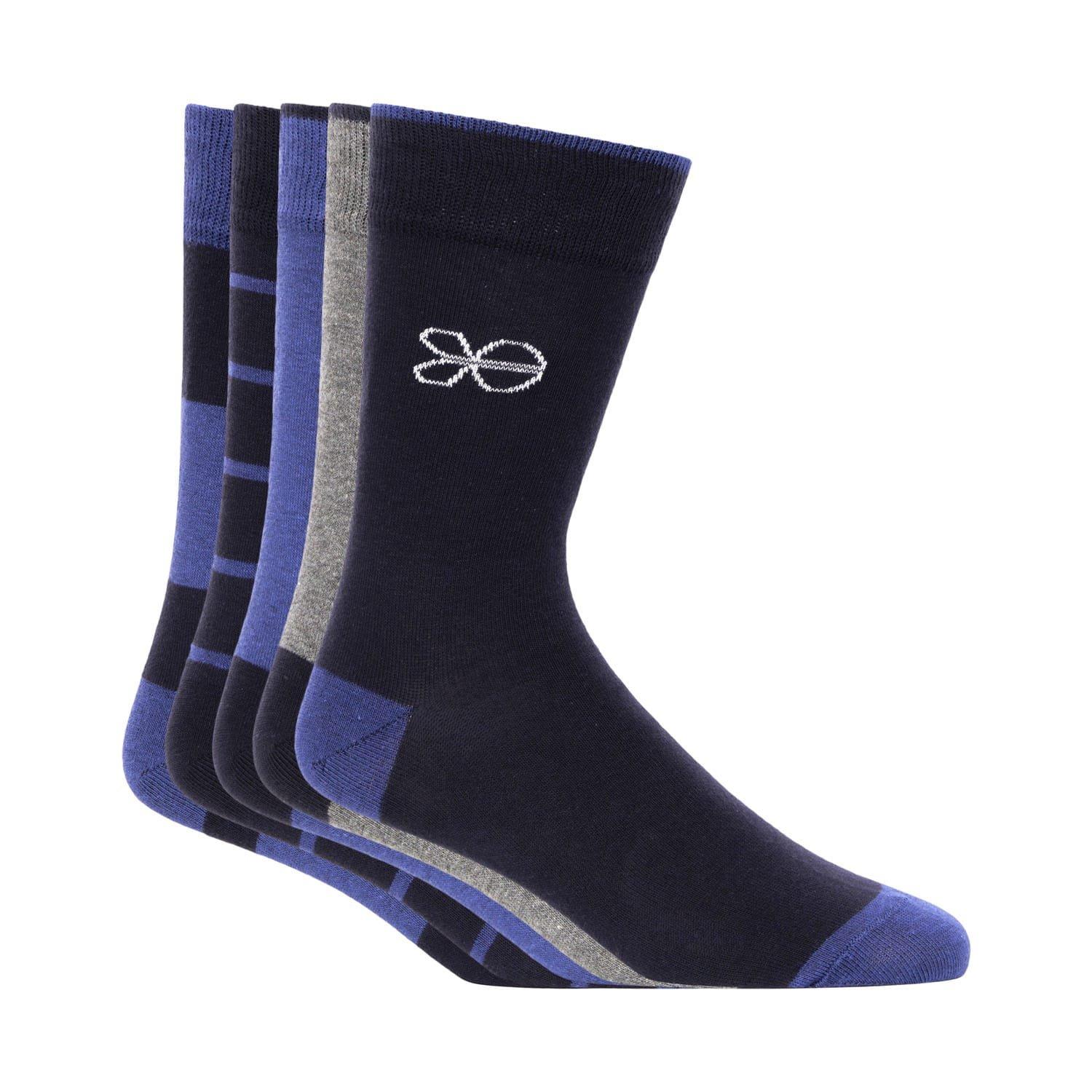 Multi Colour - Crosshatch - 5 Pack of Milato Socks