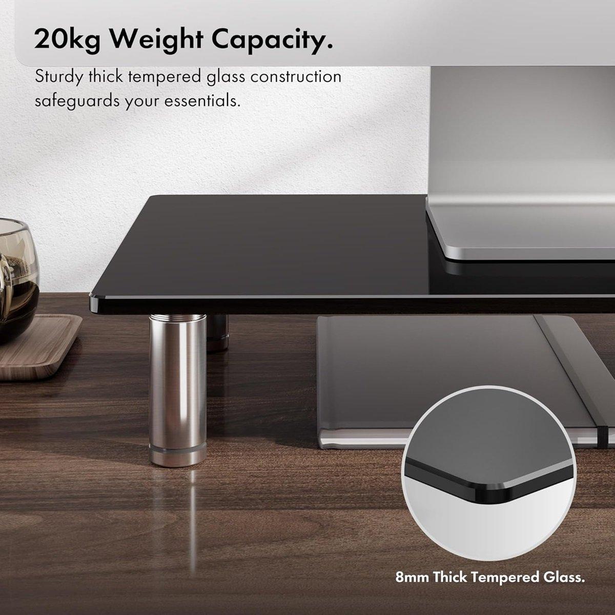 Black - VonHaus - XL Black Glass Monitor Stand - 5