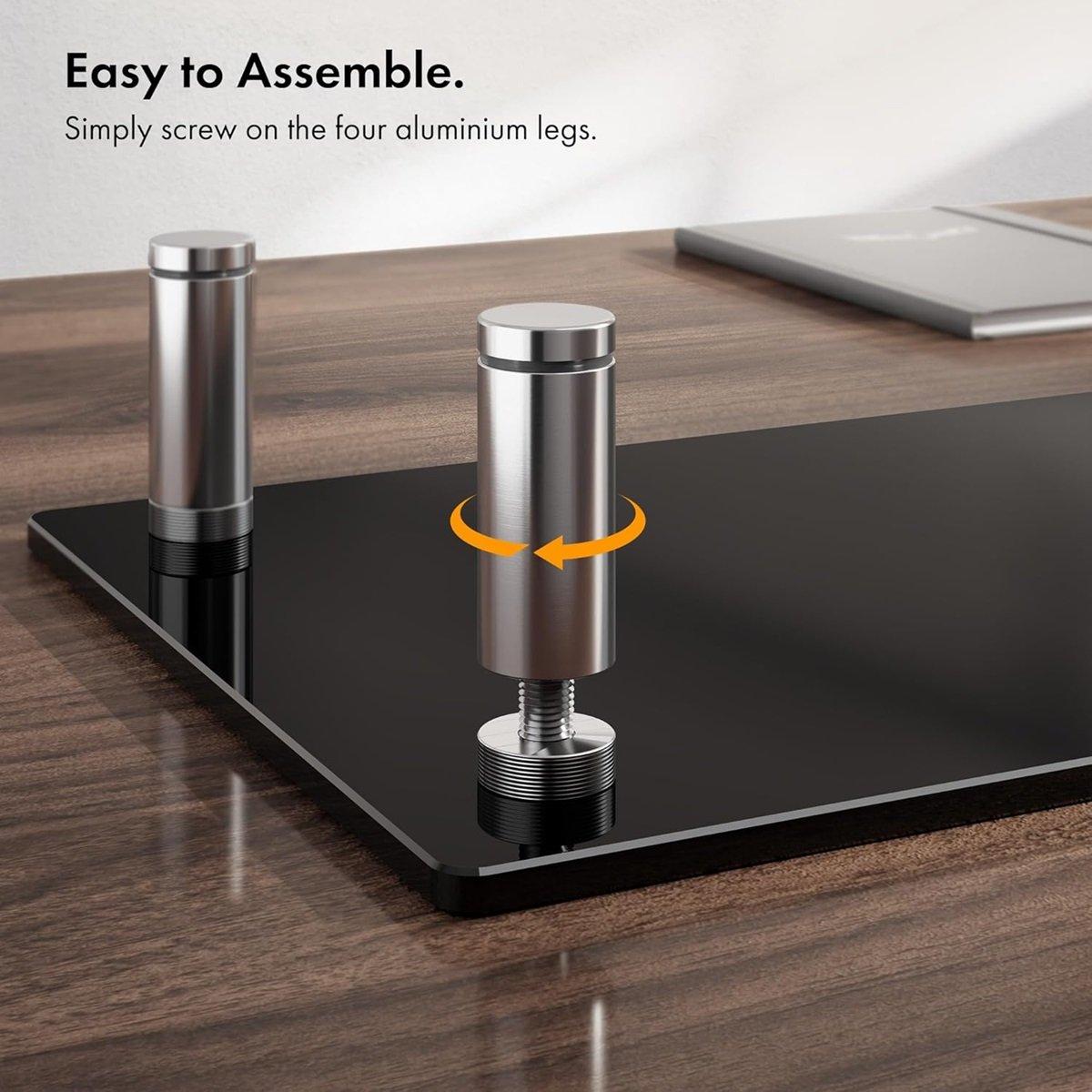 Black - VonHaus - XL Black Glass Monitor Stand - 6