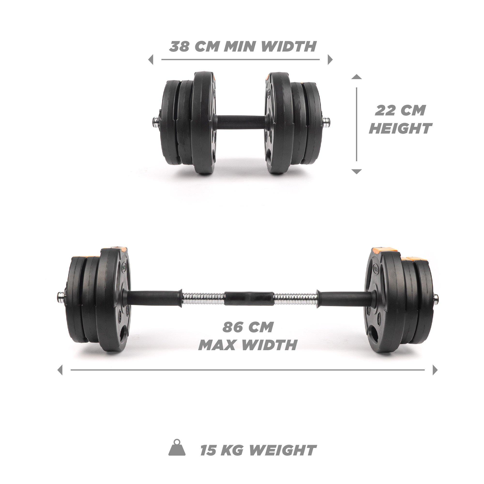 Black - Phoenix Fitness - Phoenix Fitness 15KG Complete Dumbbells Weight Set - 5