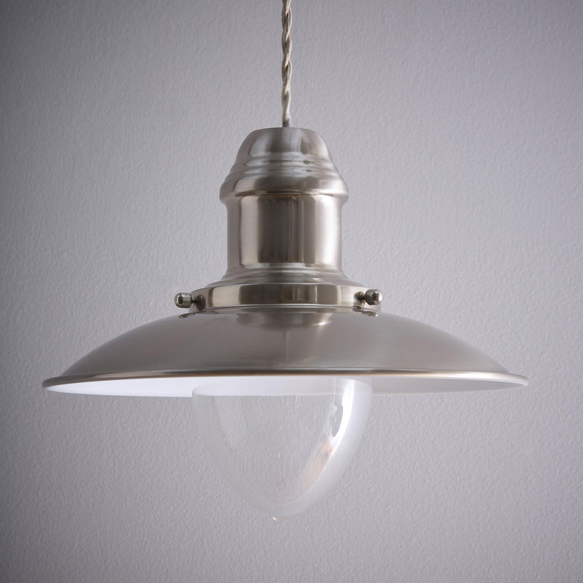 Satin Nickel - K Living - Satin Nickel Fisherman Style Pendant Light Shade - 1