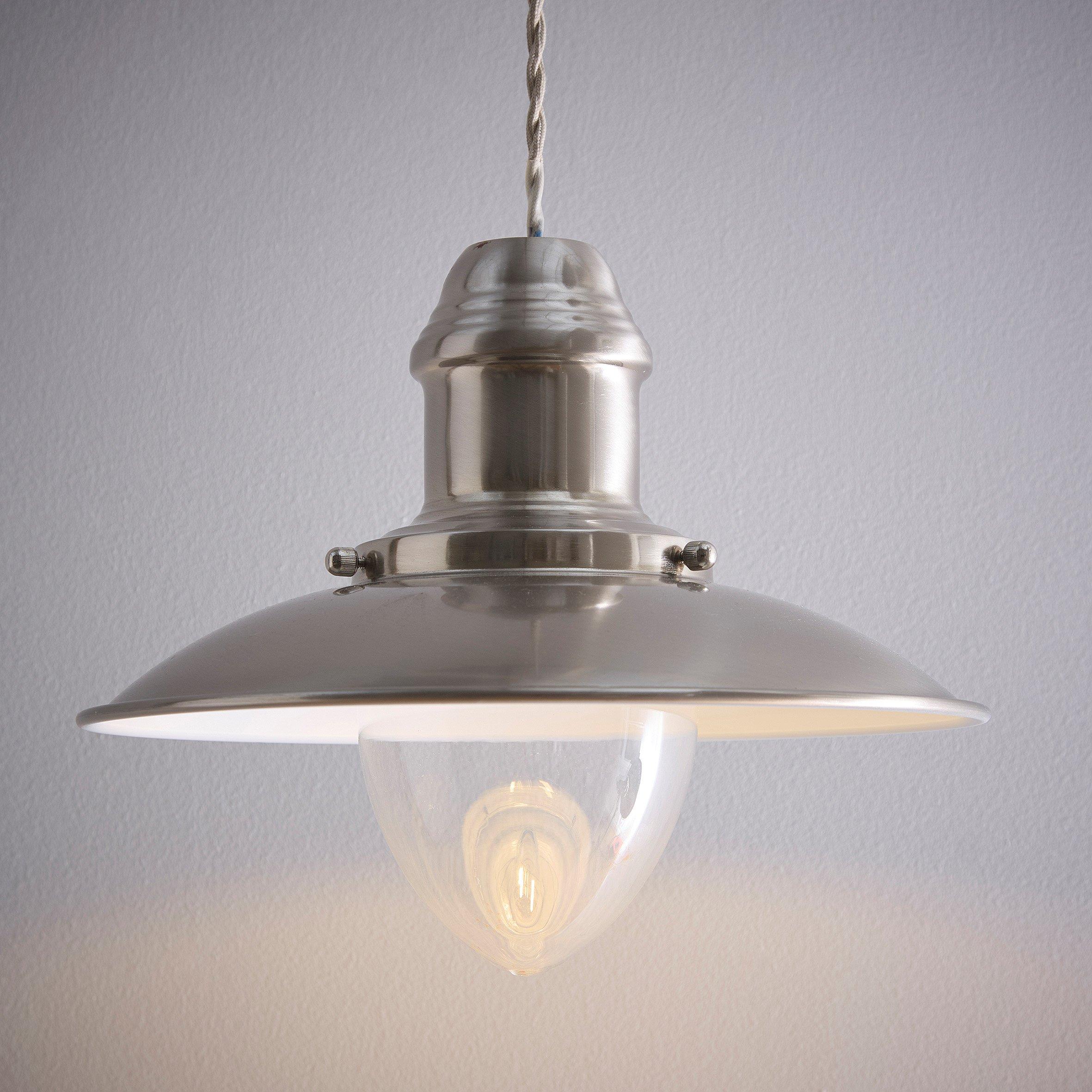 Satin Nickel - K Living - Satin Nickel Fisherman Style Pendant Light Shade - 2
