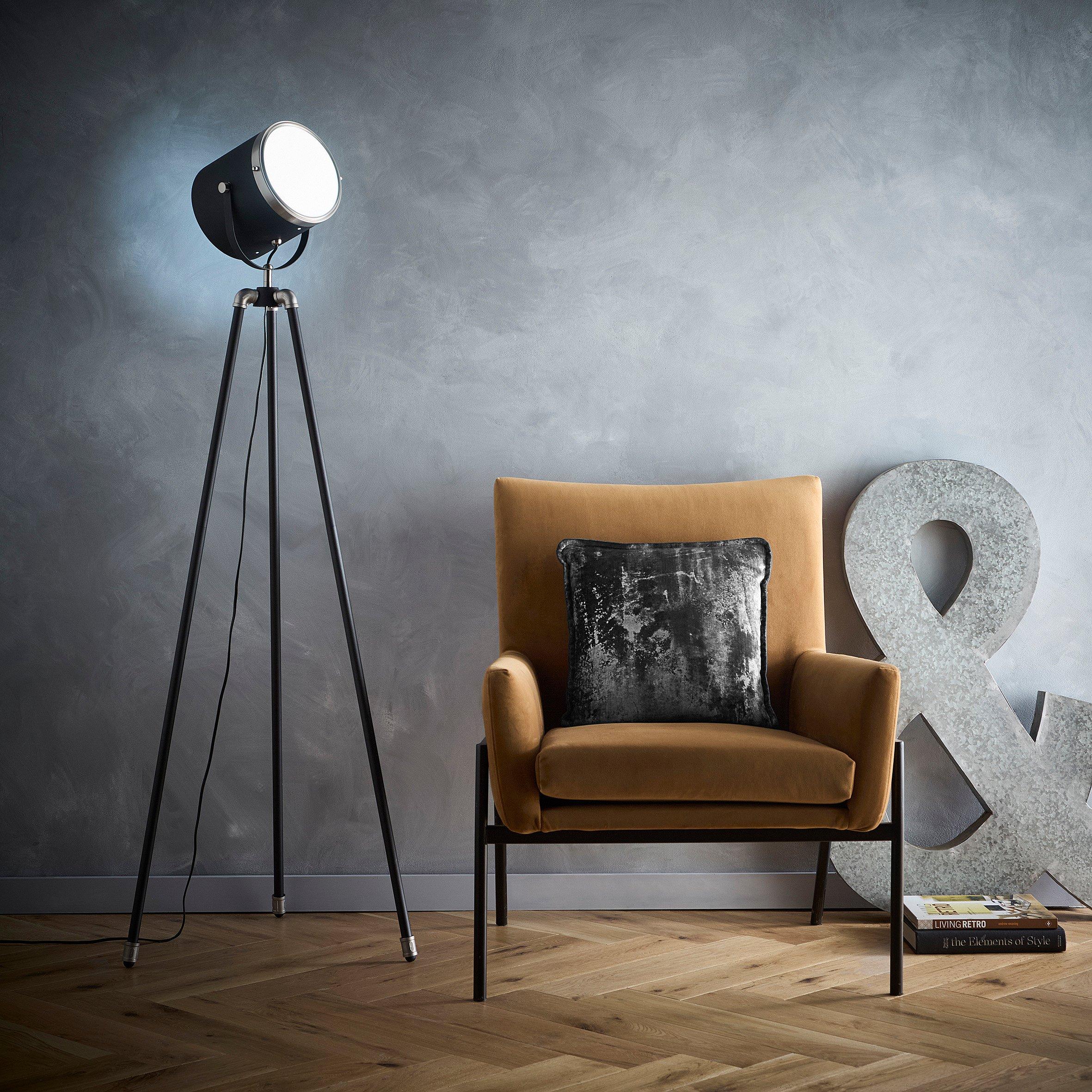 Black - K Living - Dagon Black and Satin Nickel Tripod Floor Lamp - 2