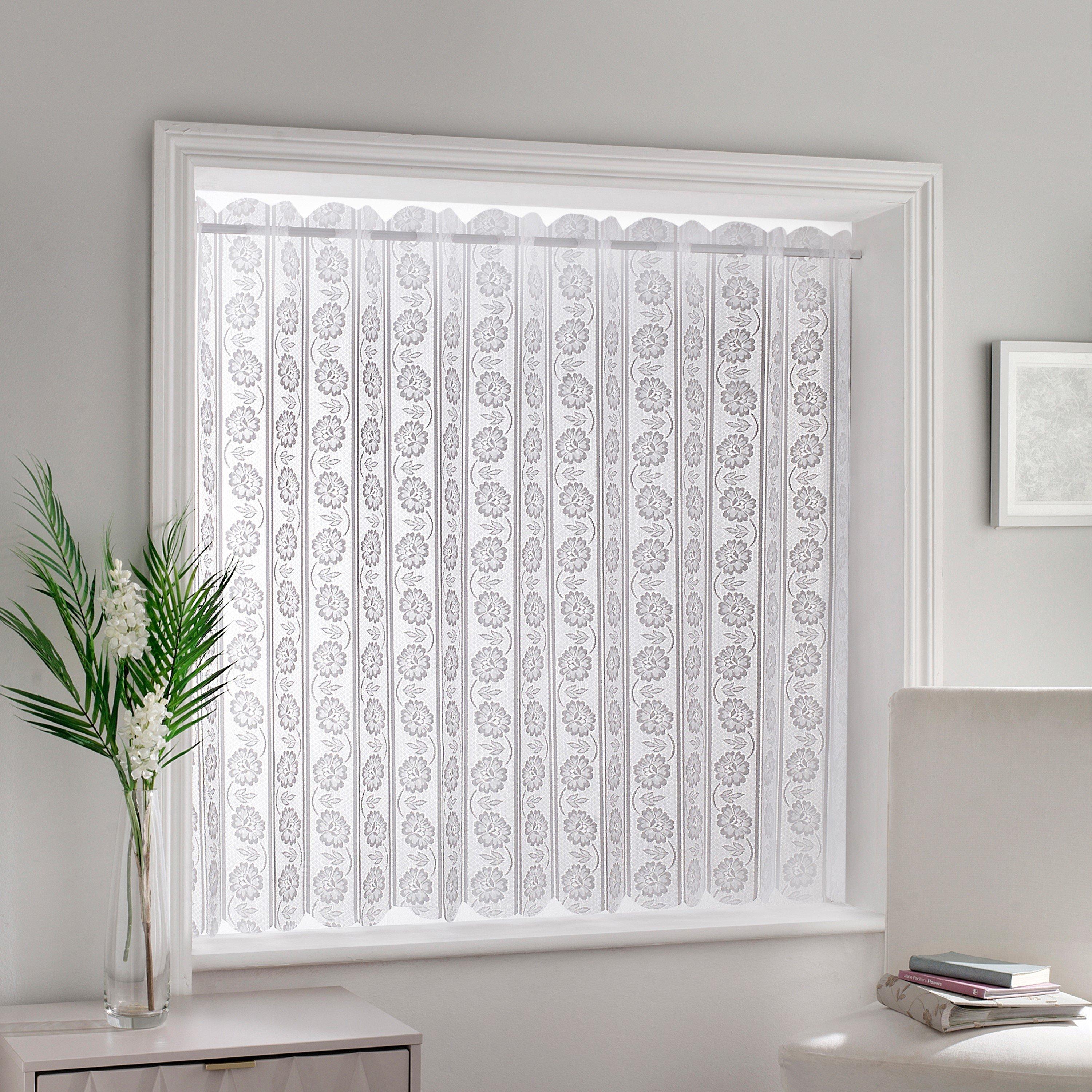 White - Tyrone Textiles - Milan Floral Lace Louvre Style Blind - 1