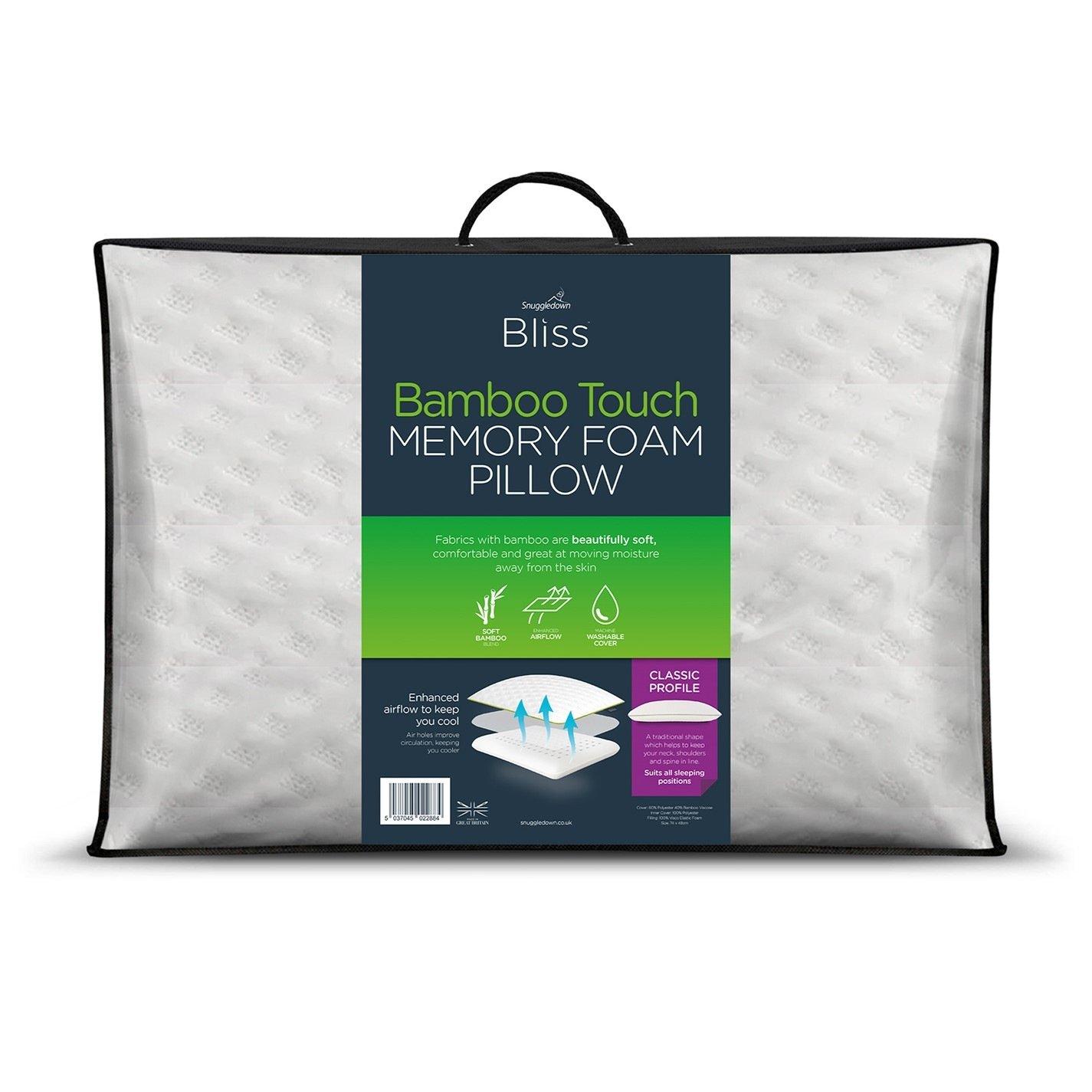 Rackhams White Bliss Traditional Bamboo Medium Support Pillow - Medium - Cover: 60% Polyester, 40% Bamboo Filling: Memory Foam - Image 7