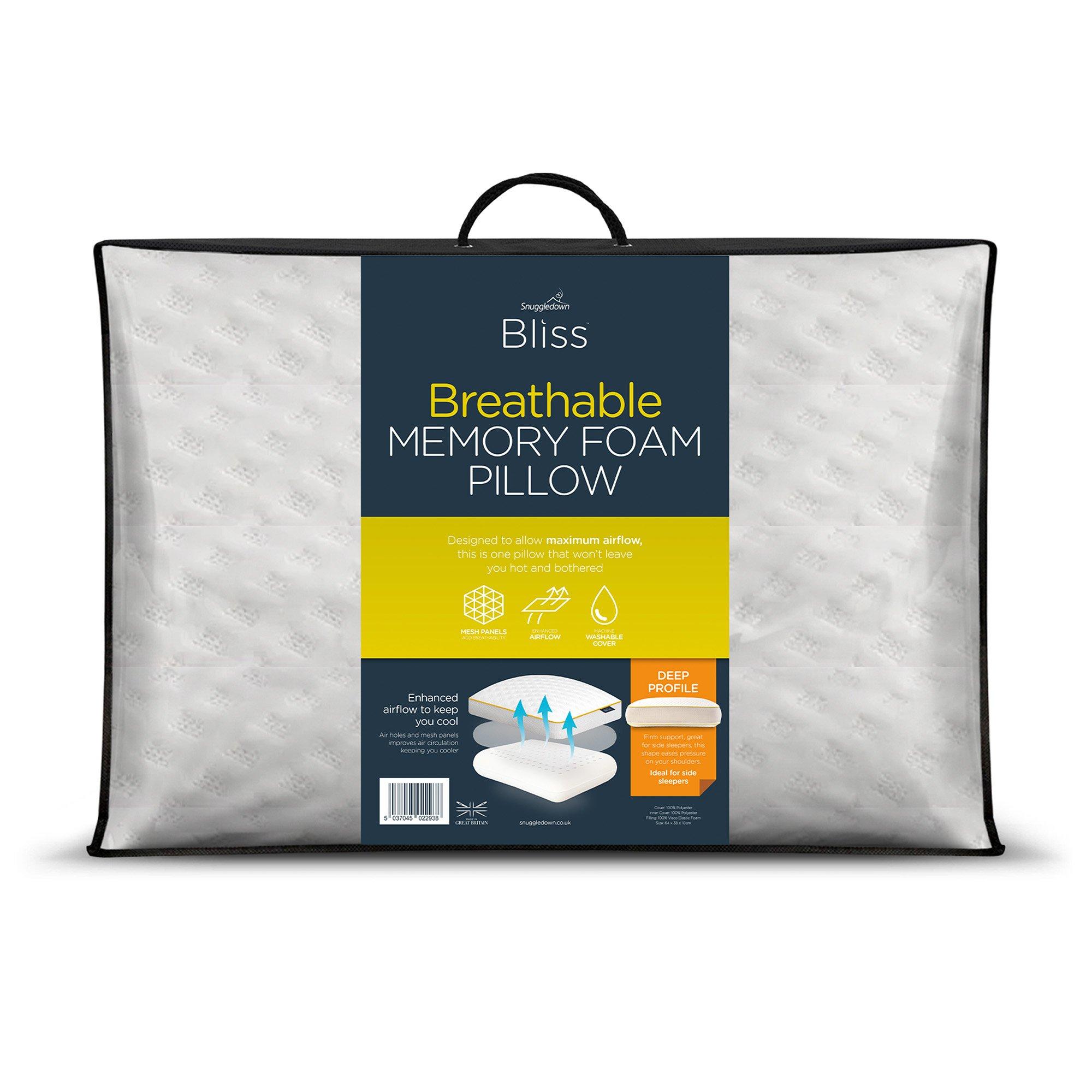 Snuggledown Memory Foam Pillow 1 Pack - Breathable Orthopedic Pillow with Firm Support for Side Sleepers | 2-Year Guarantee, UK-Made, Non-Allergenic, Zipped Washable Cover (38 x 64cm) - Image 4