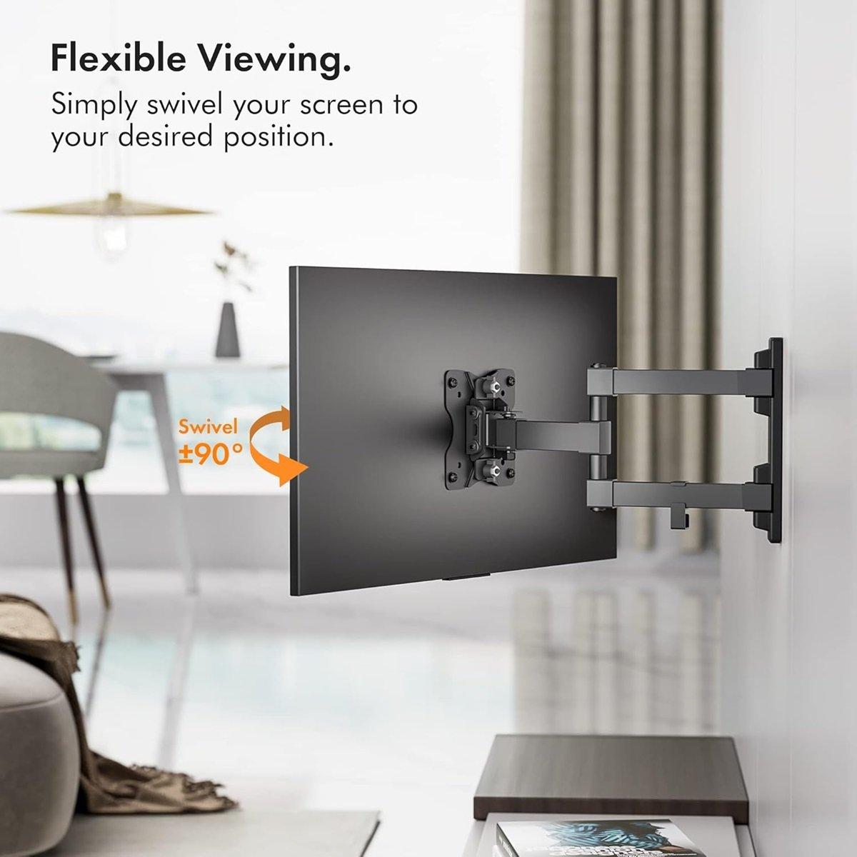 Black - VonHaus - 13-27 inch Tilt & Swivel TV Bracket - 6