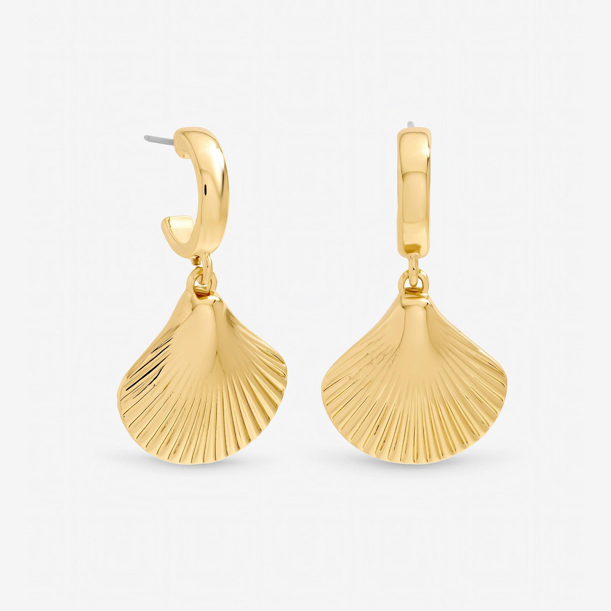 Gold - Inicio - Gold Plated Shell Earrings - Gift Pouch