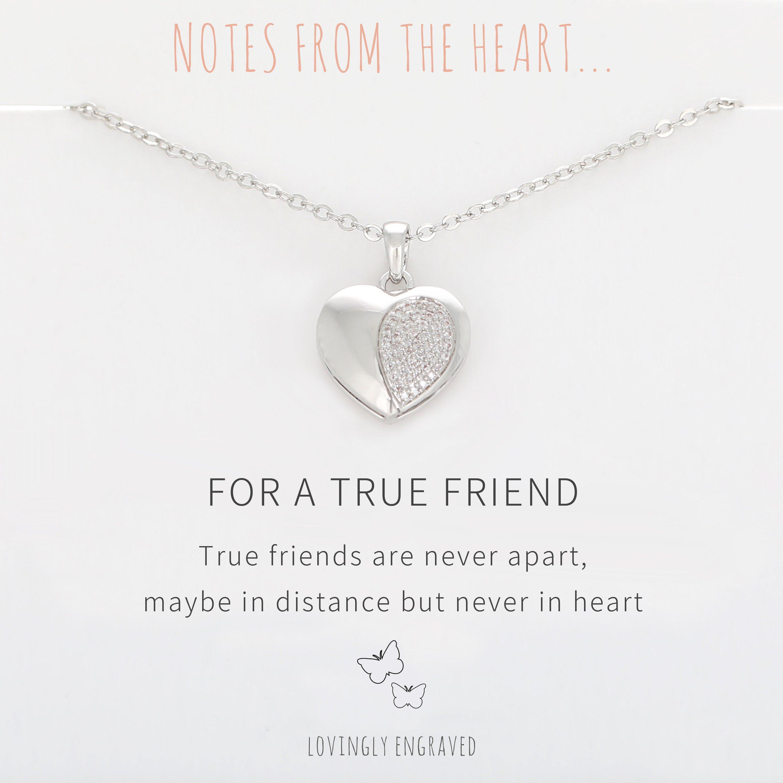 Notes From The Heart Women's Nfth For A True Friend Engraved Pendant - Silver