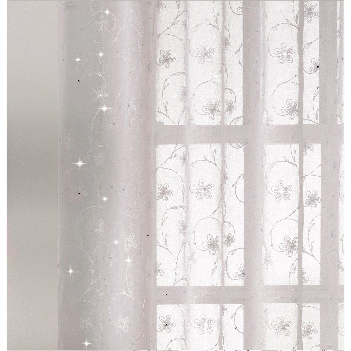 White - Tyrone Textiles - Belle Floral Embroidery Rod Pocket Panel - Pair - 2