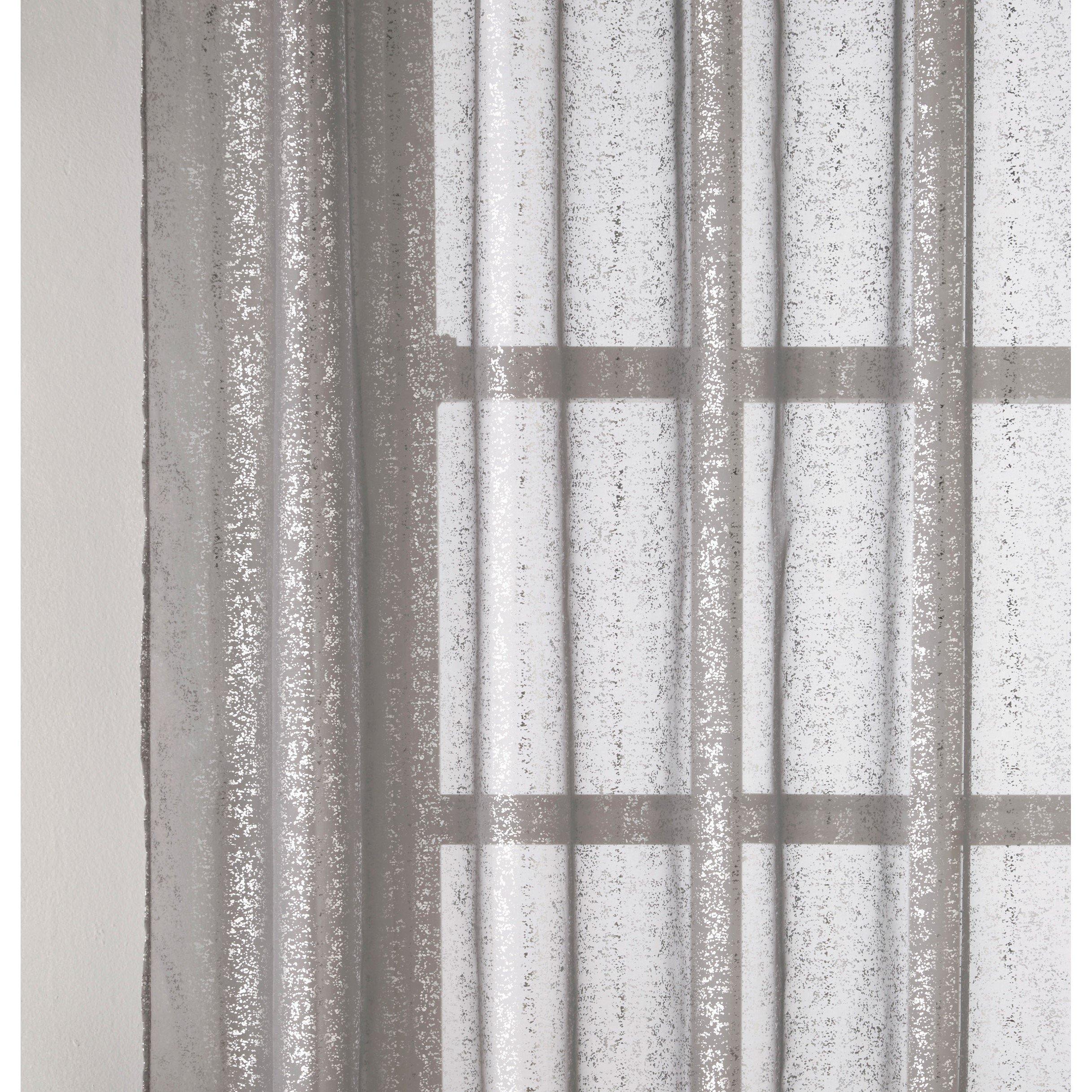 Grey - Tyrone Textiles - Pandora Metallic Print Rod Pocket Panel - Pair - 2