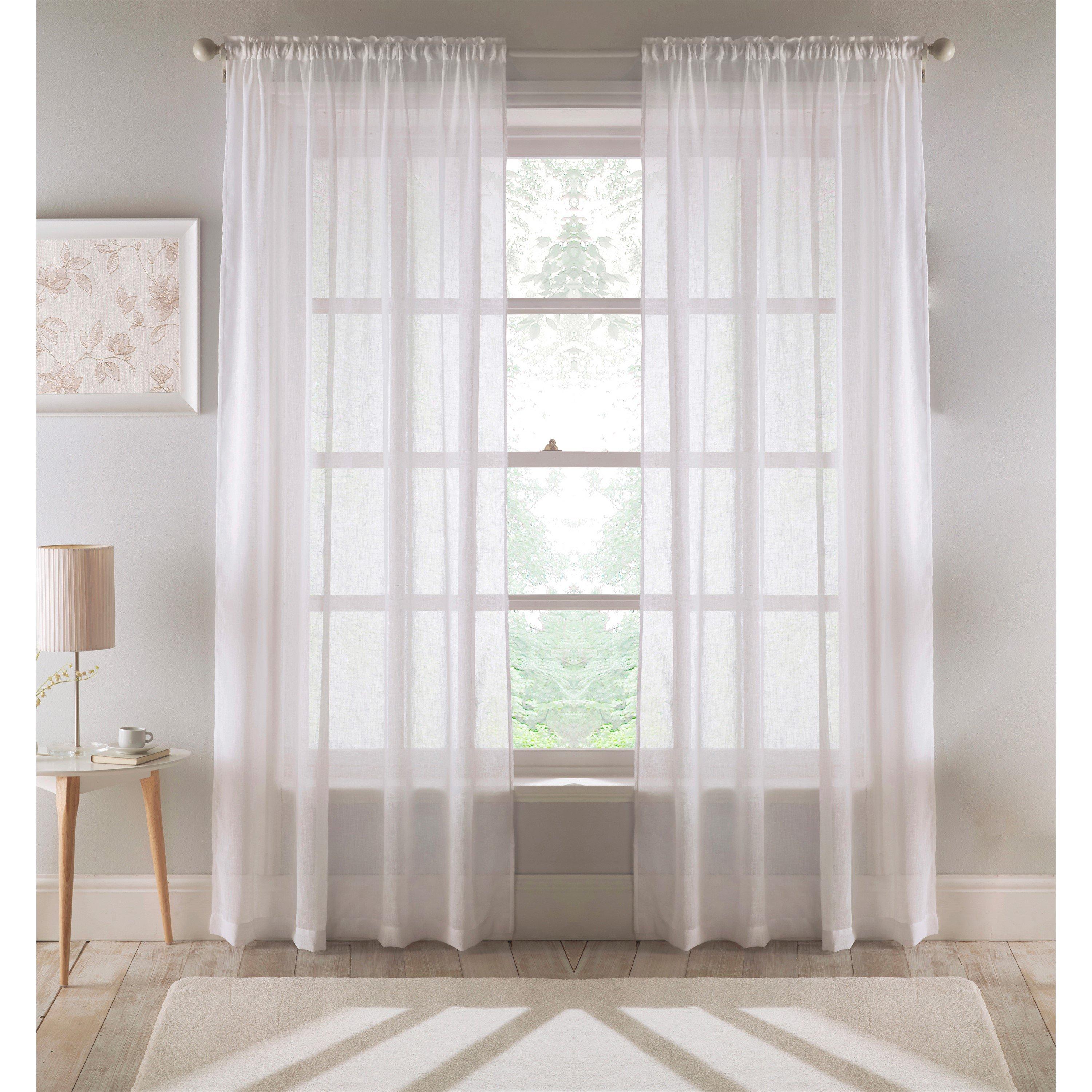Tyrone Textiles  Eden Voile Panel With Slot Top - Pair - White - 140x137cm