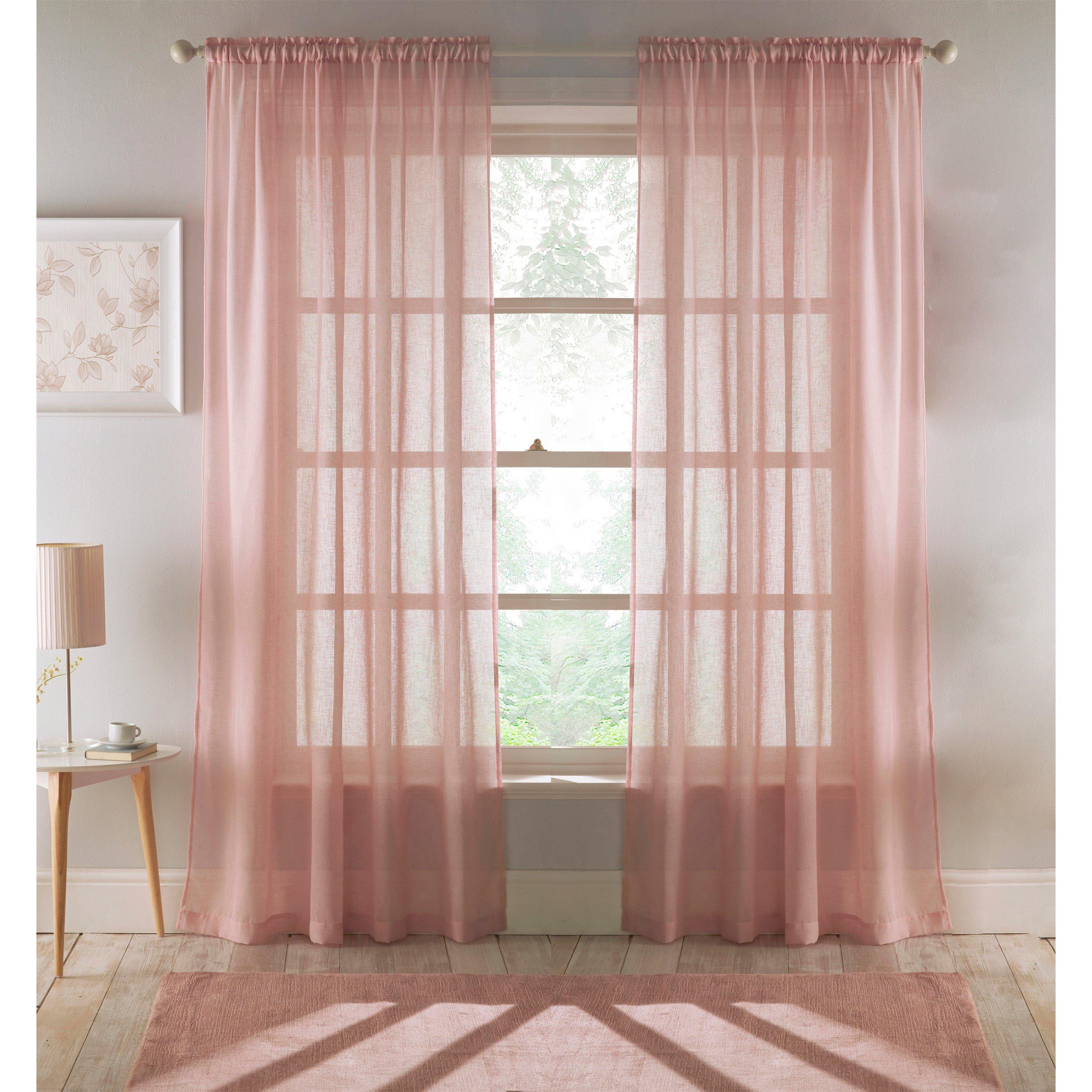 Tyrone Textiles  Eden Voile Panel With Slot Top - Pair - Blush - 140x183cm