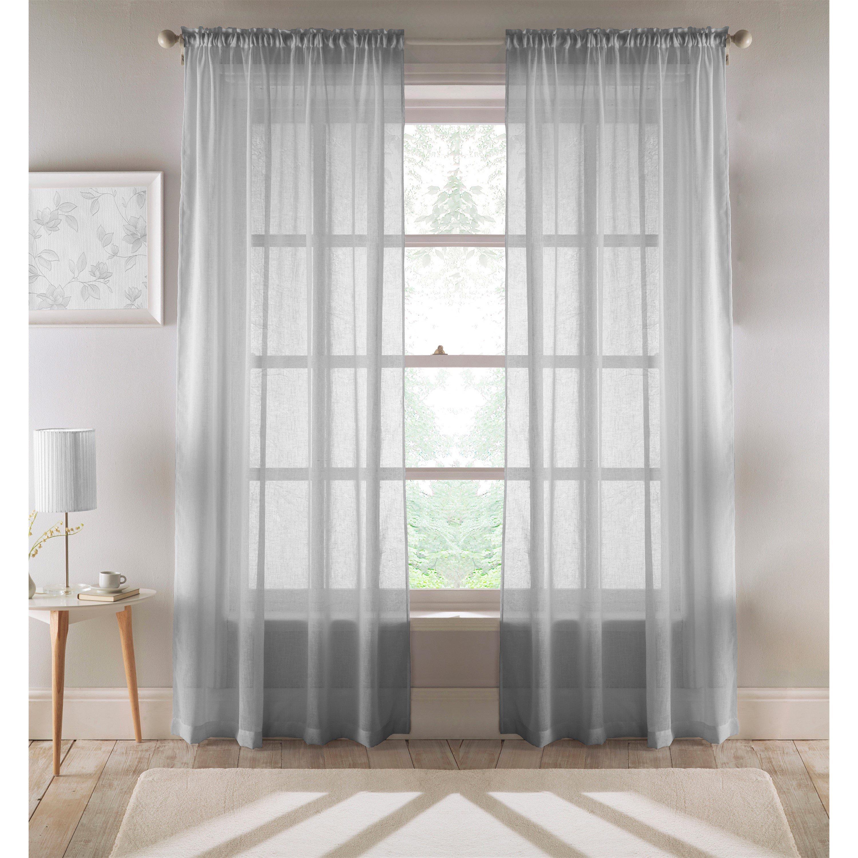 Tyrone Textiles  Eden Voile Panel With Slot Top - Pair - Silver - 140x183cm