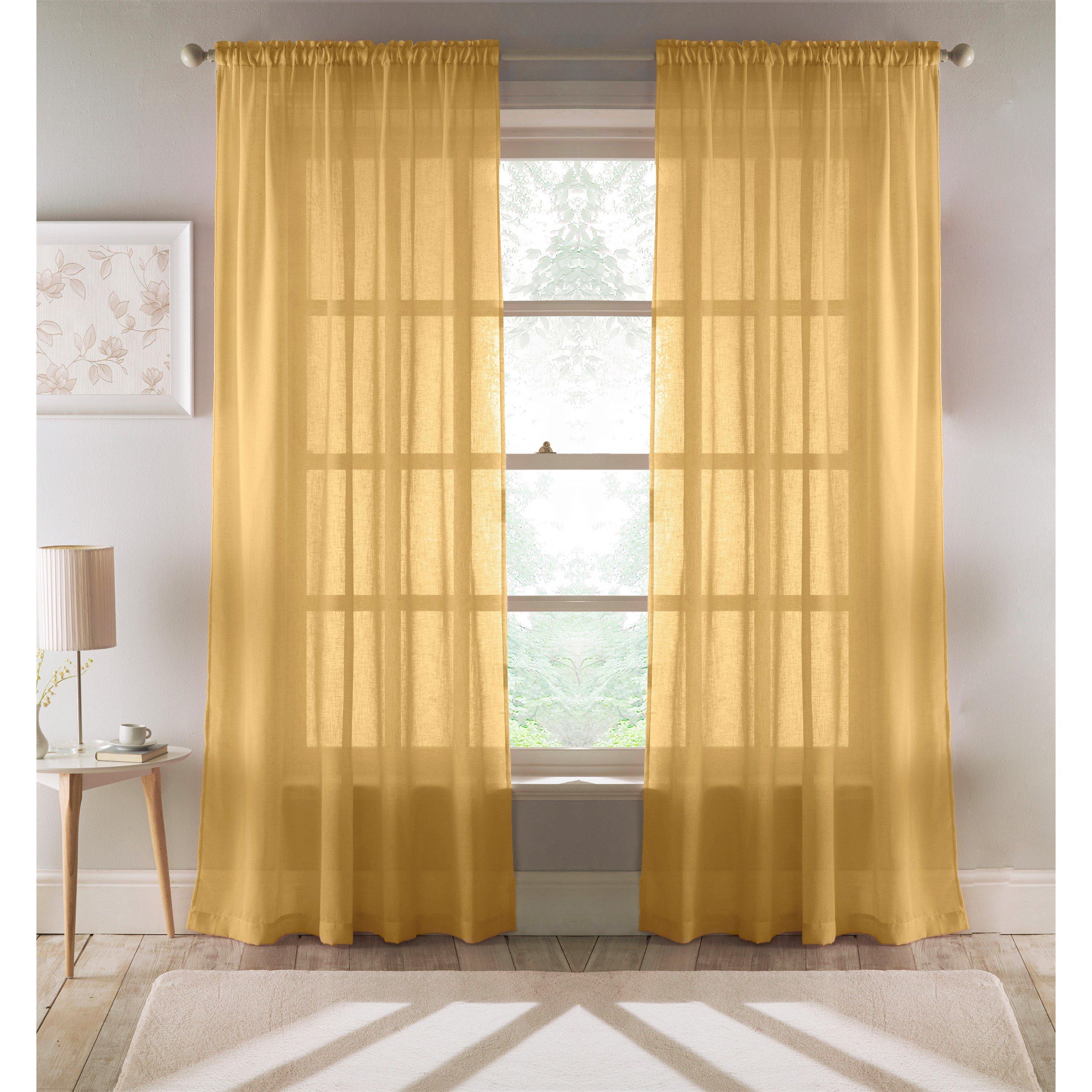 Ochre - Tyrone Textiles - Eden Voile Panel With Slot Top - Pair - 1