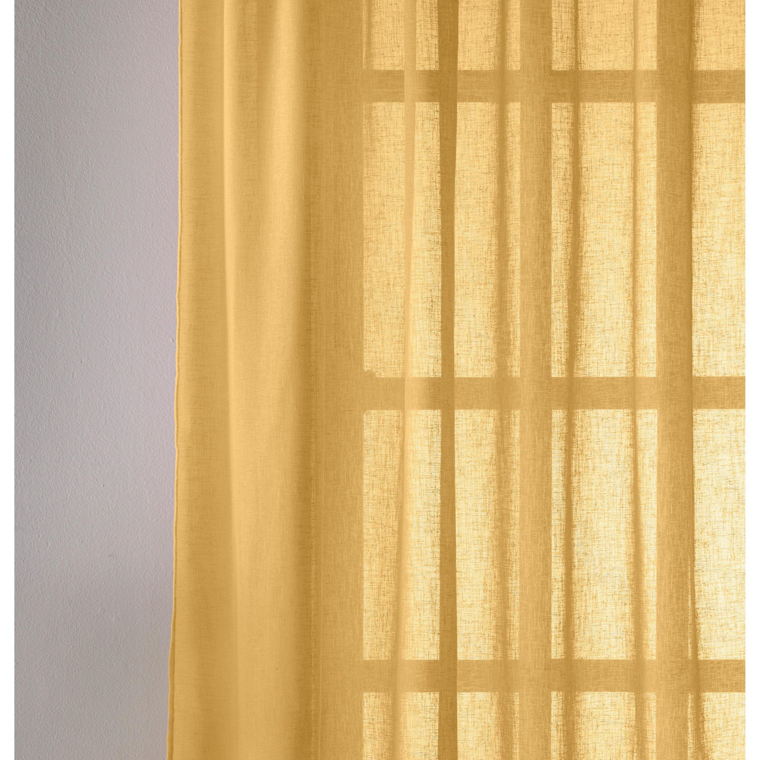 Ochre - Tyrone Textiles - Eden Voile Panel With Slot Top - Pair - 2