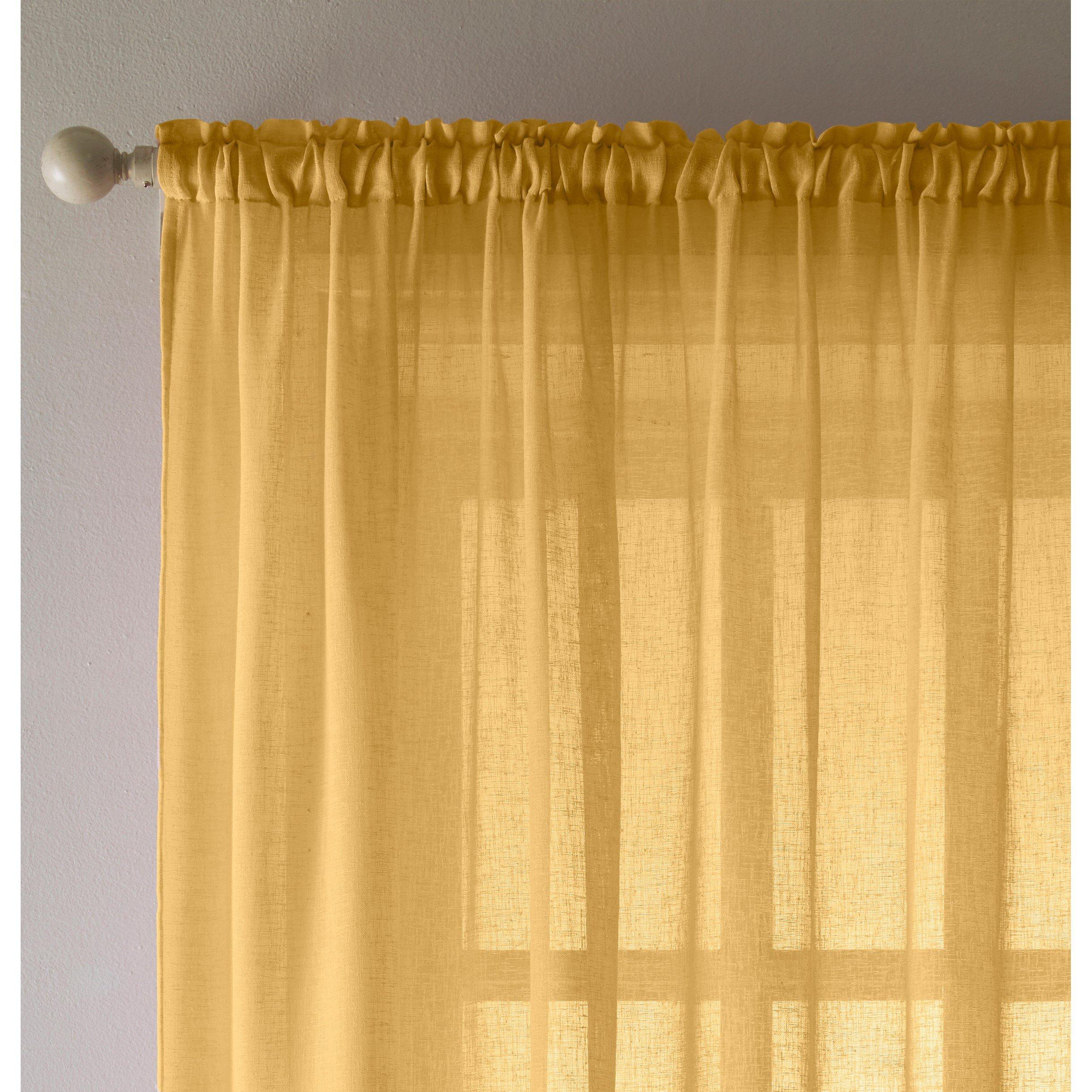 Ochre - Tyrone Textiles - Eden Voile Panel With Slot Top - Pair - 3