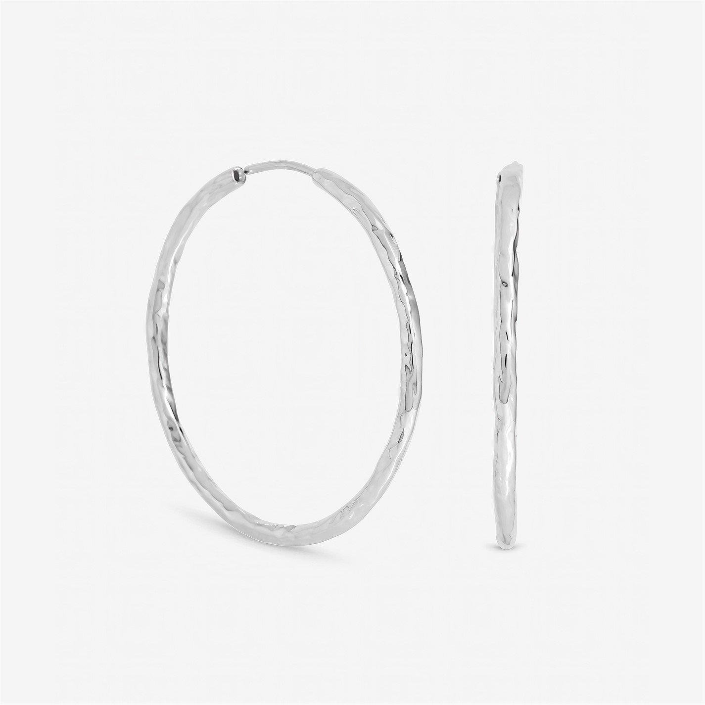 Inicio Women's Sterling Plated Molten Large Sleeper Hoops Silver