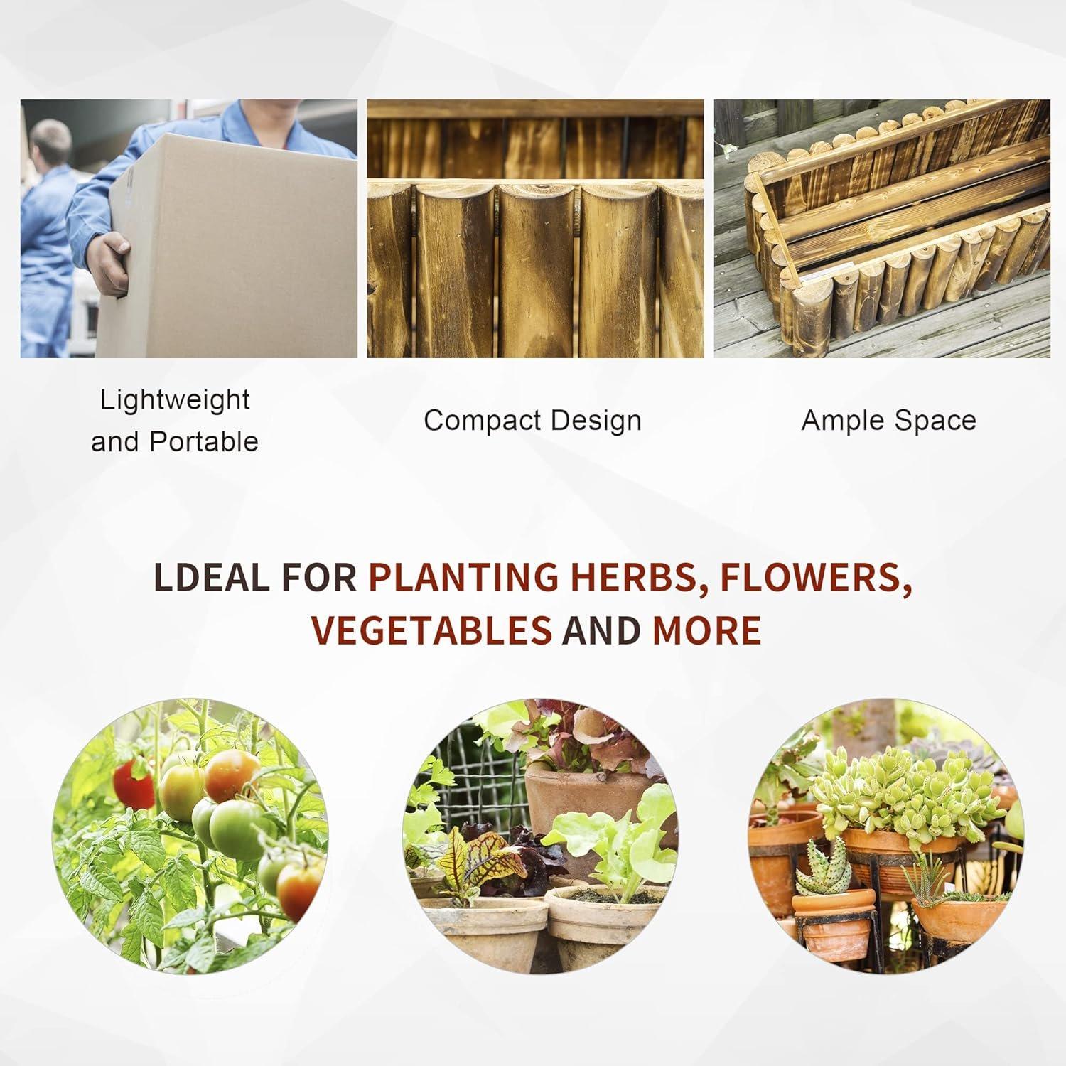 Brown - Outsunny - Fir Plant Pot Raised Flower Bed - 4