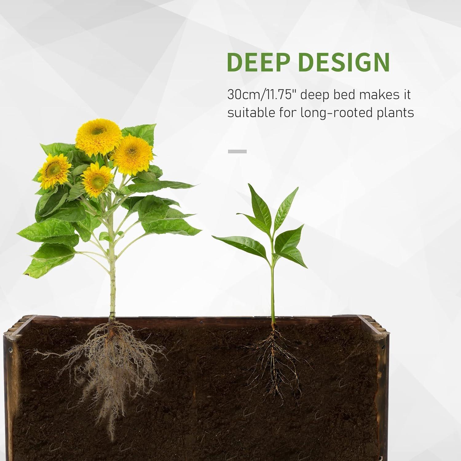 Brown - Outsunny - Fir Plant Pot Raised Flower Bed - 5