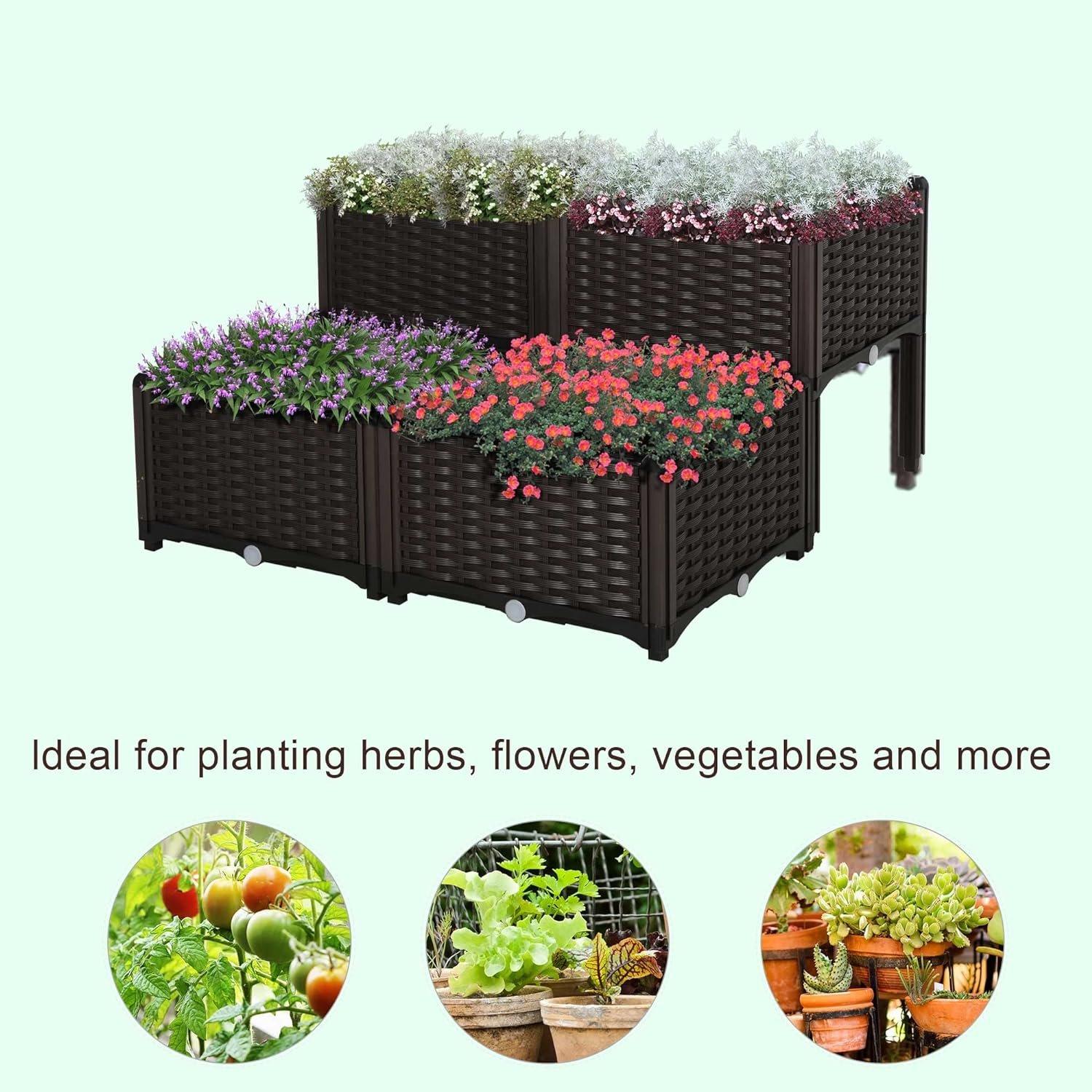 Brown - Outsunny - Raised Garden Bed / Grow Box - 3