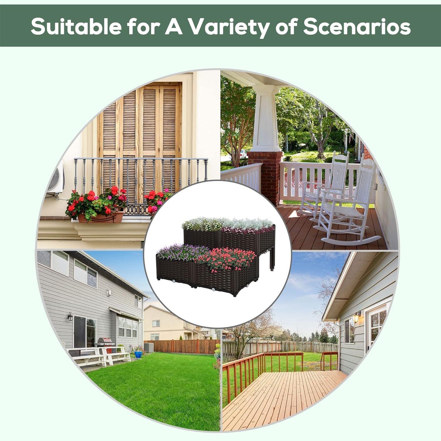 Brown - Outsunny - Raised Garden Bed / Grow Box - 4