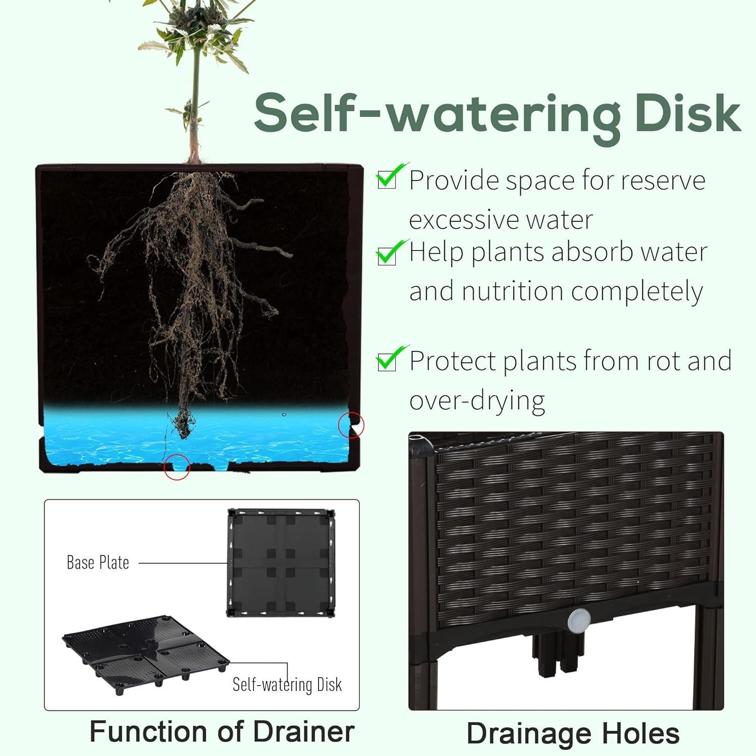 Brown - Outsunny - Raised Garden Bed / Grow Box - 5