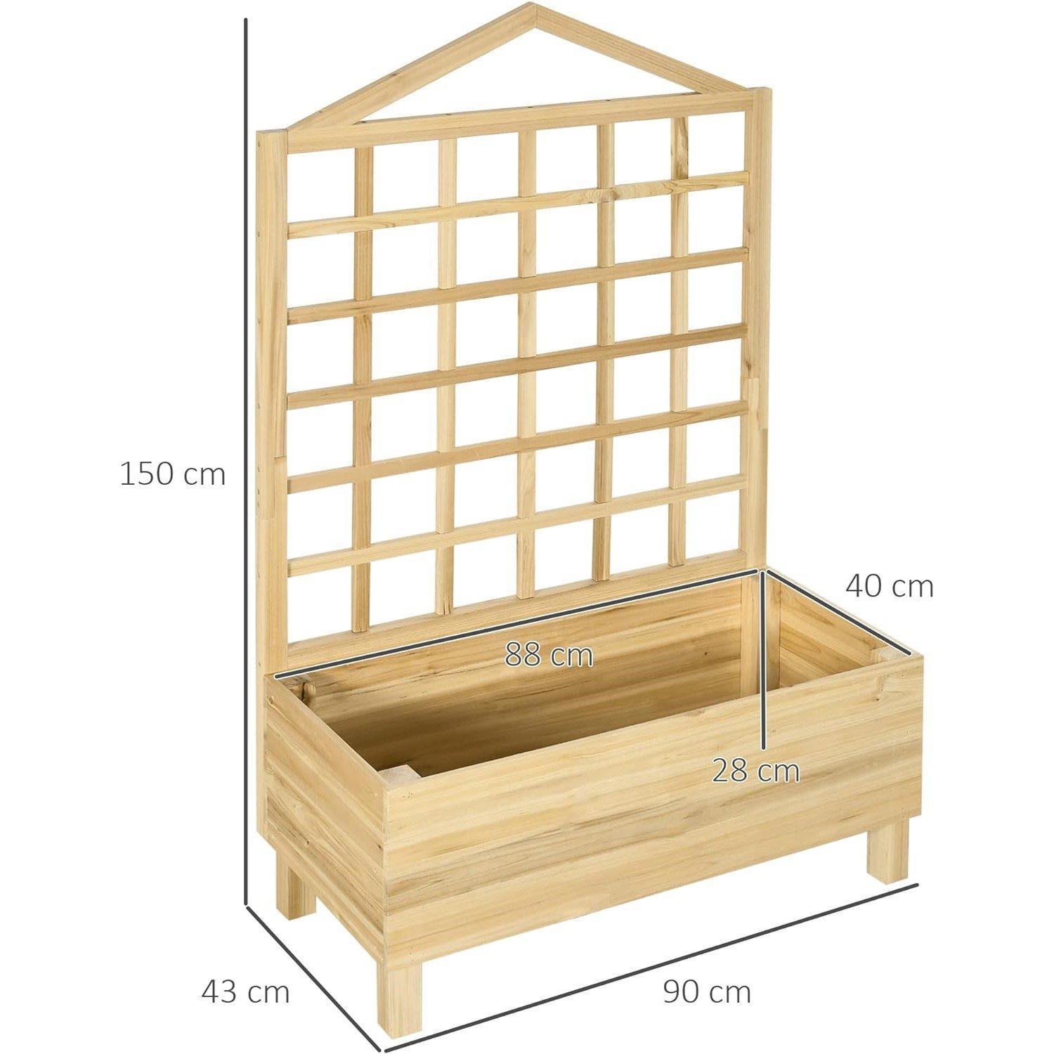 Brown - Outsunny - Garden Planter & Trellis Distressed Wood - 3
