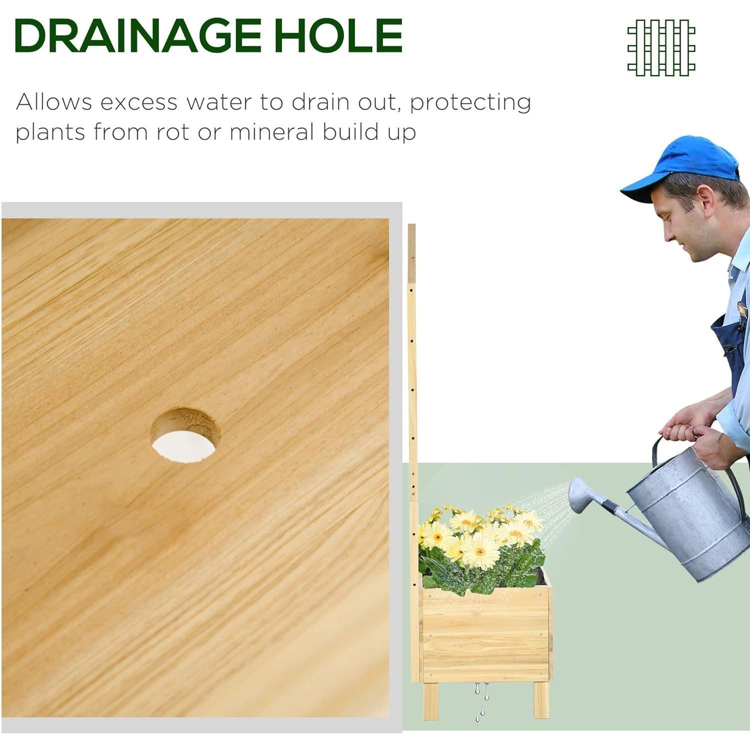 Brown - Outsunny - Garden Planter & Trellis Distressed Wood - 5