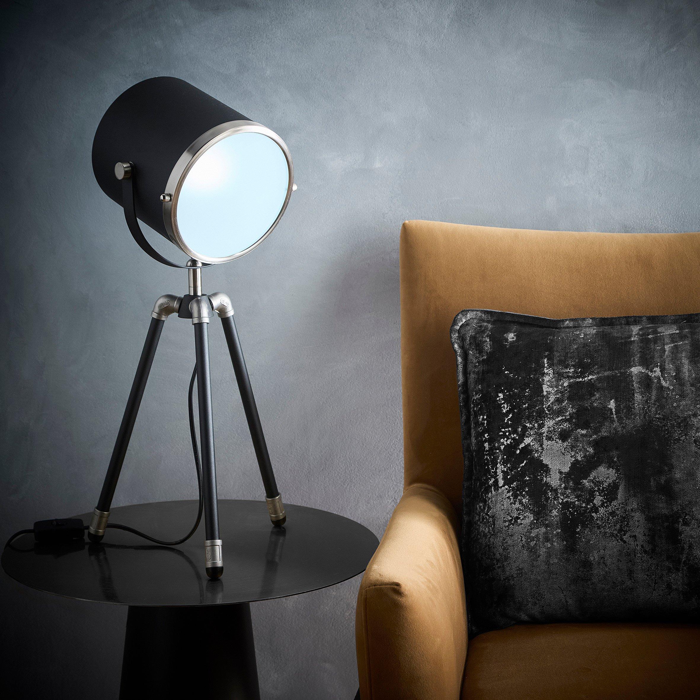 K Living  Dagon And Satin Nickel Tripod Projector Spot Black