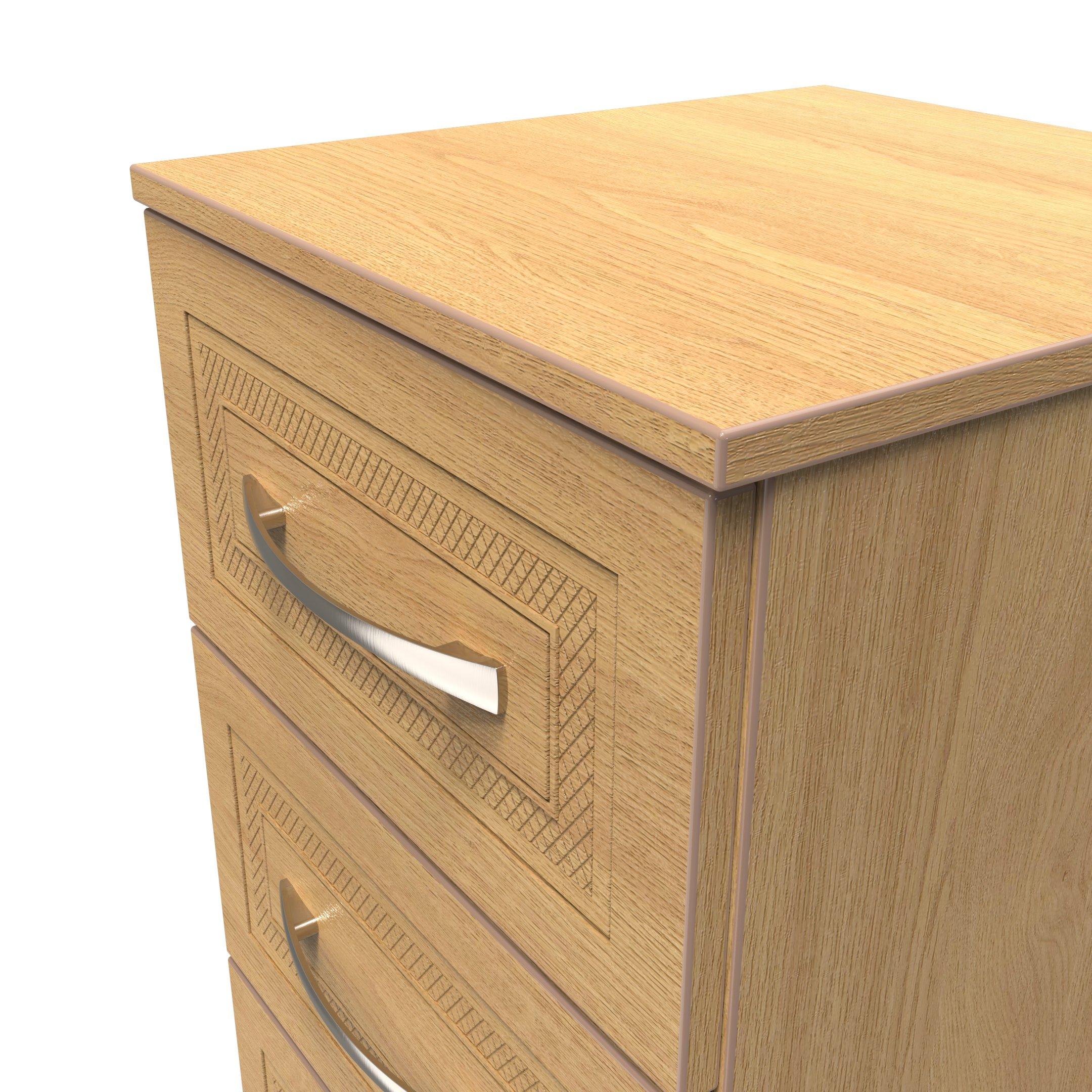 Modern Oak - Welcome Furniture - Dorset 3 Drawer Bedside Cabinet - Ready Assembled - 5
