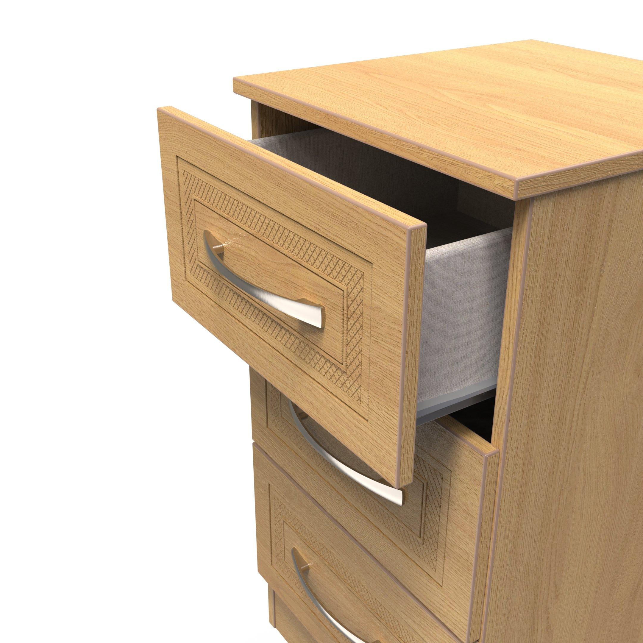 Modern Oak - Welcome Furniture - Dorset 3 Drawer Bedside Cabinet - Ready Assembled - 6