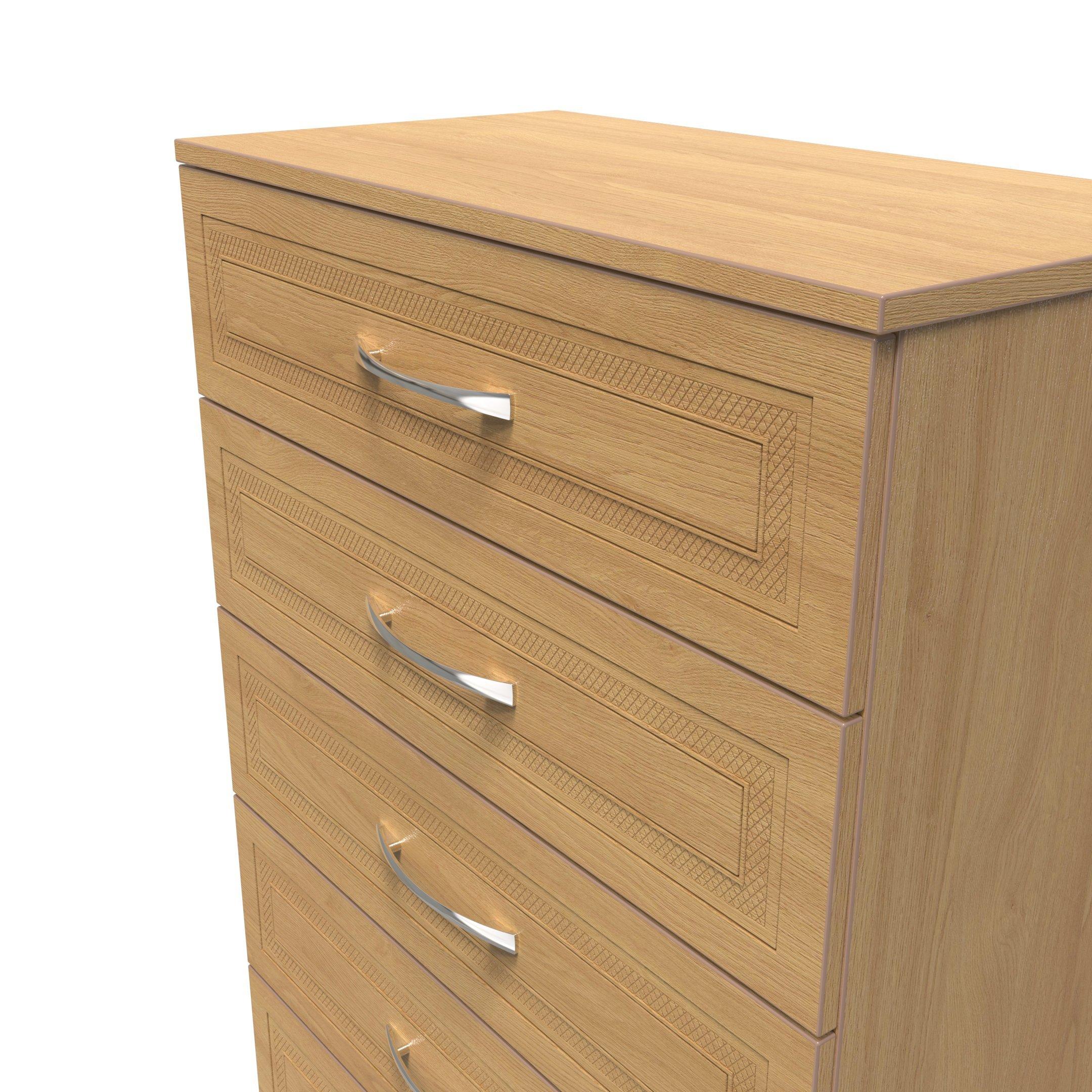 Modern Oak - Welcome Furniture - Dorset 5 Drawer Chest - Ready Assembled - 5