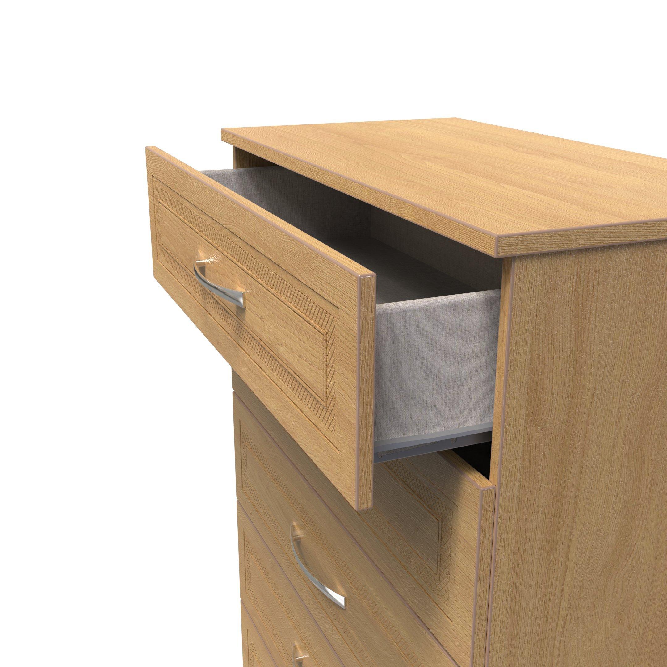 Modern Oak - Welcome Furniture - Dorset 5 Drawer Chest - Ready Assembled - 6