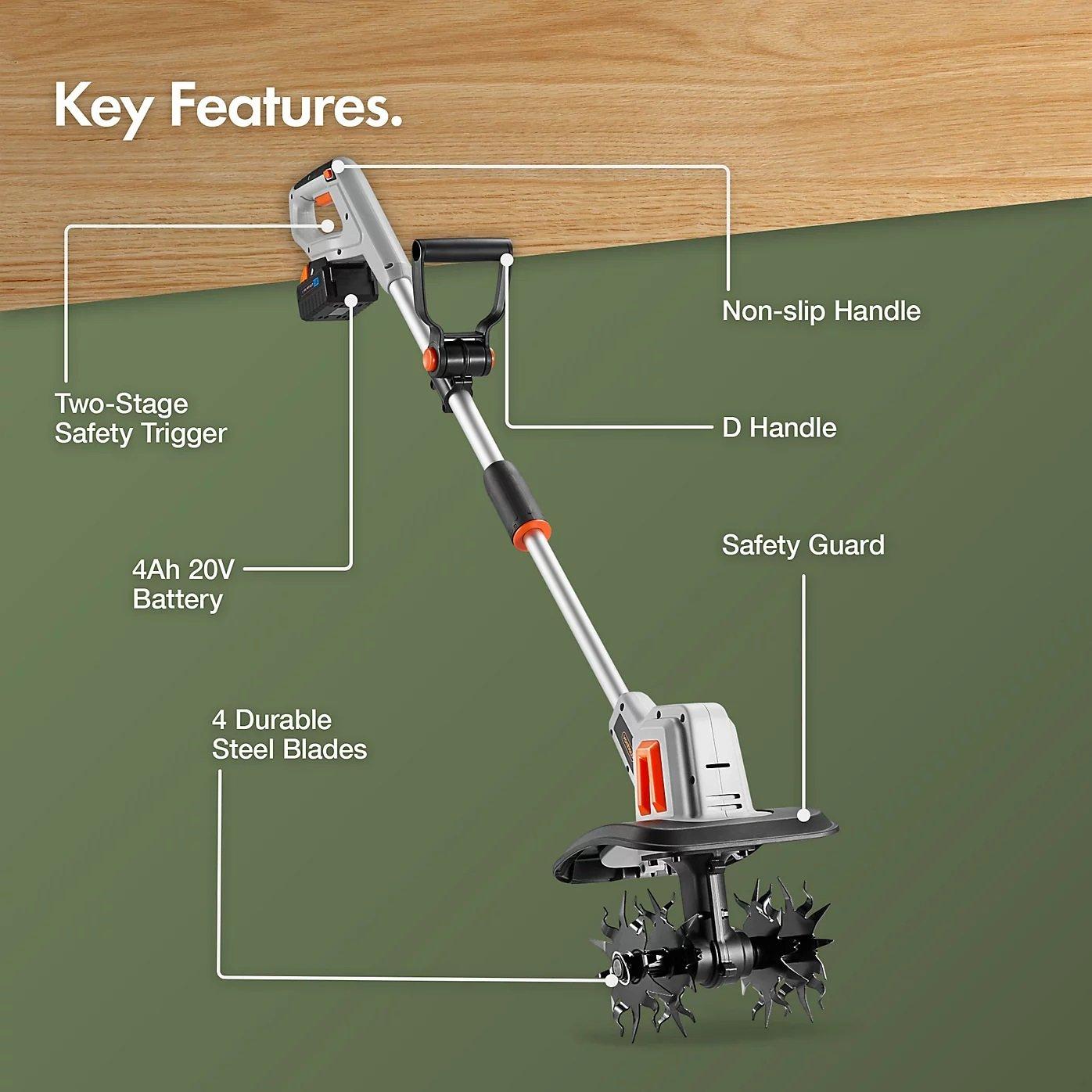 Grey - VonHaus - Tiller Cordless – 20V Electric Rotavator - 2