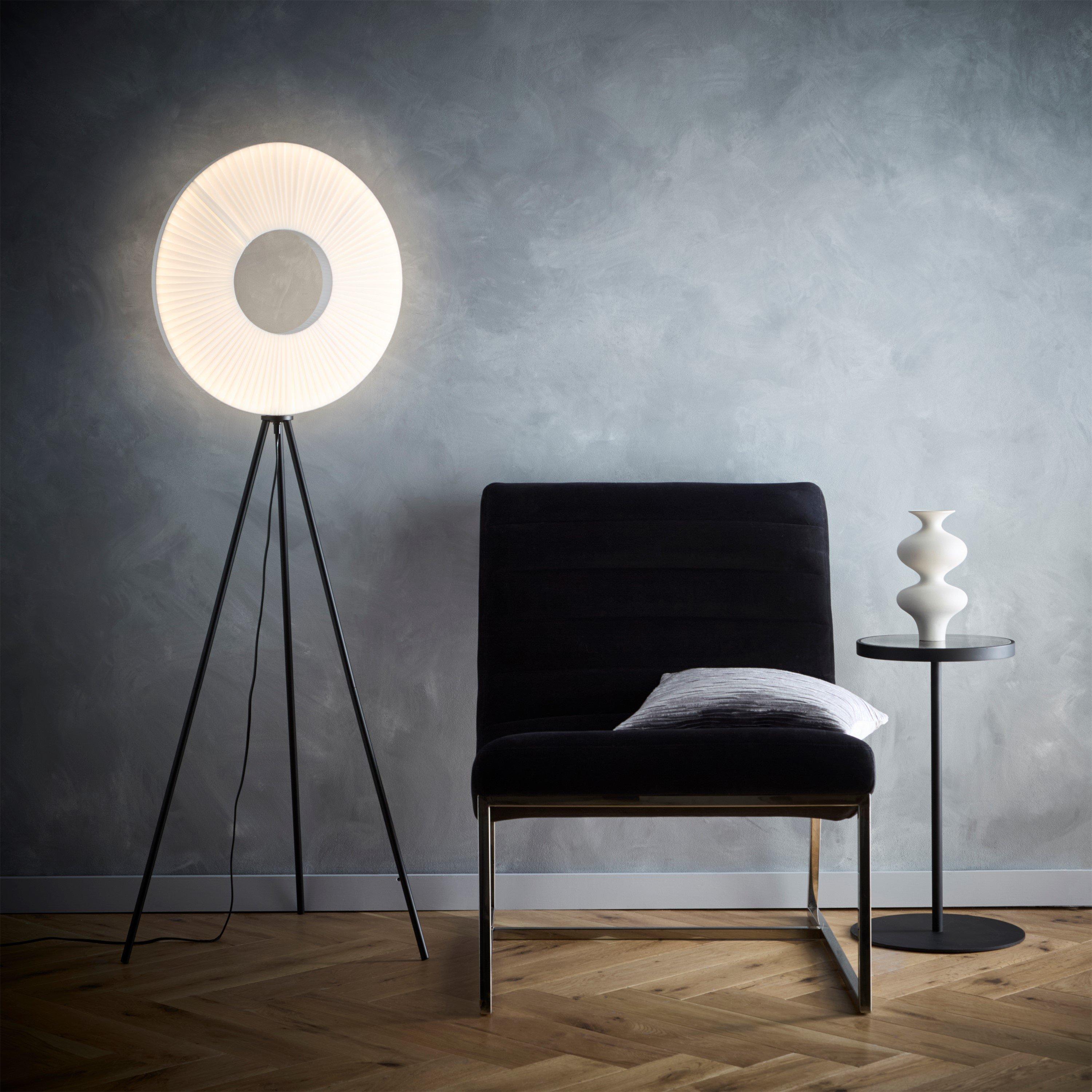 Black - K Living - Riley Black Led Floor Lamp with White Shade - 2