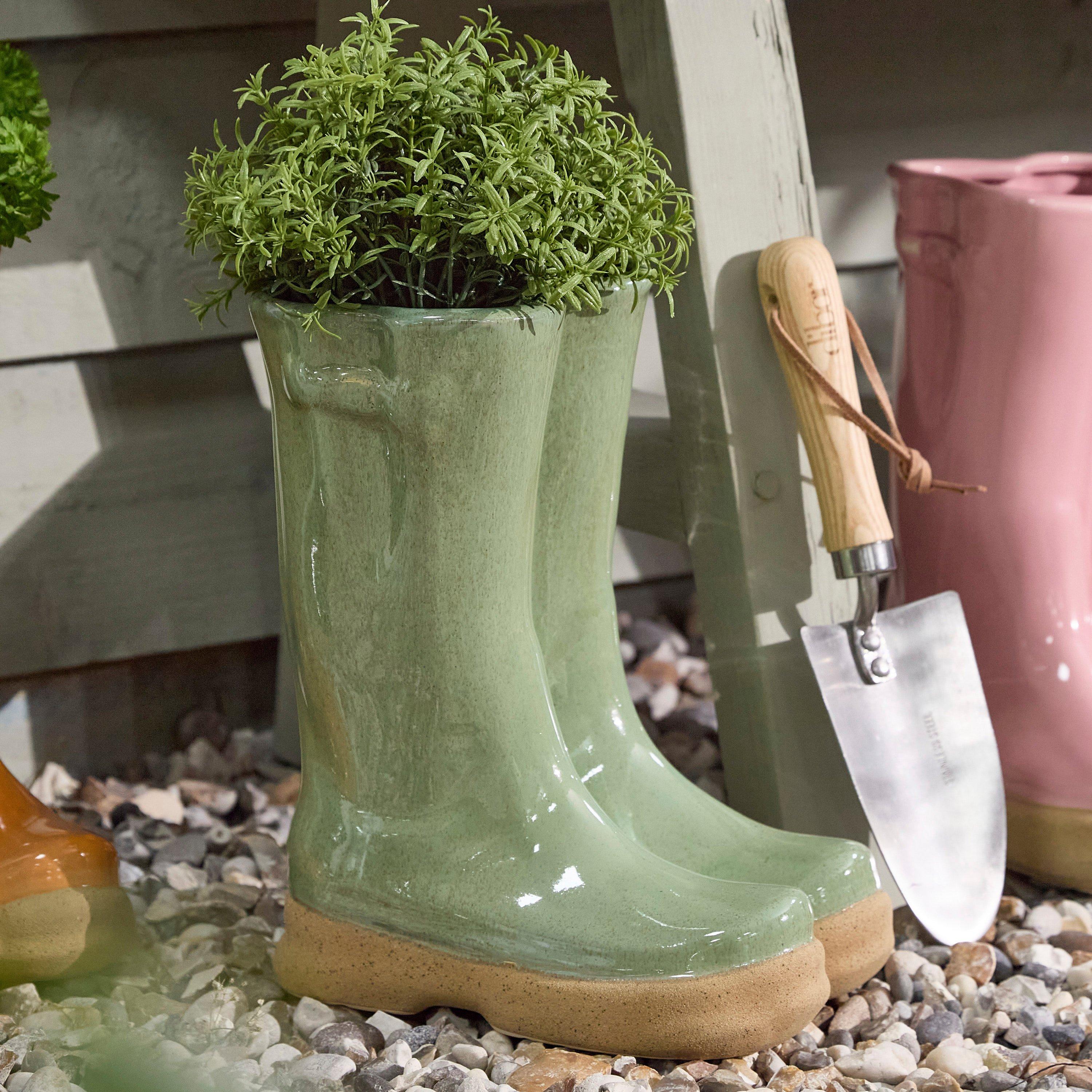 Dibor Unisex Green Large Wellington Boots Planter - Image 4