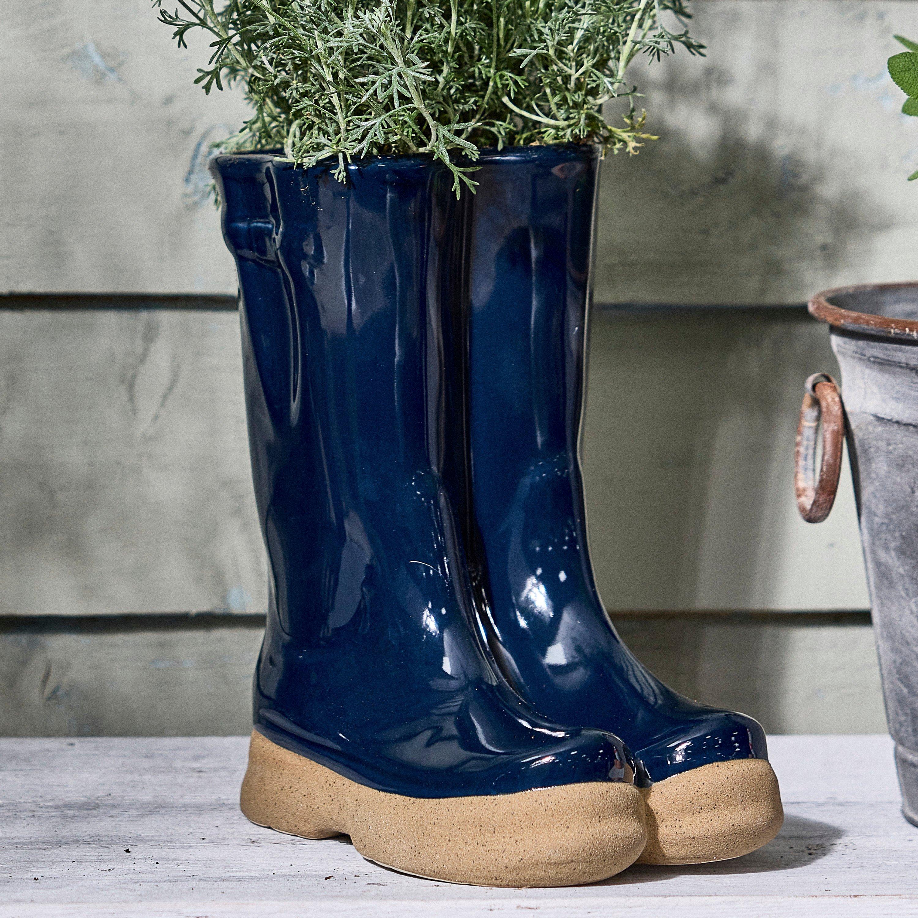 Dibor Double Wellington Planter - Dark Blue - 29.5cm