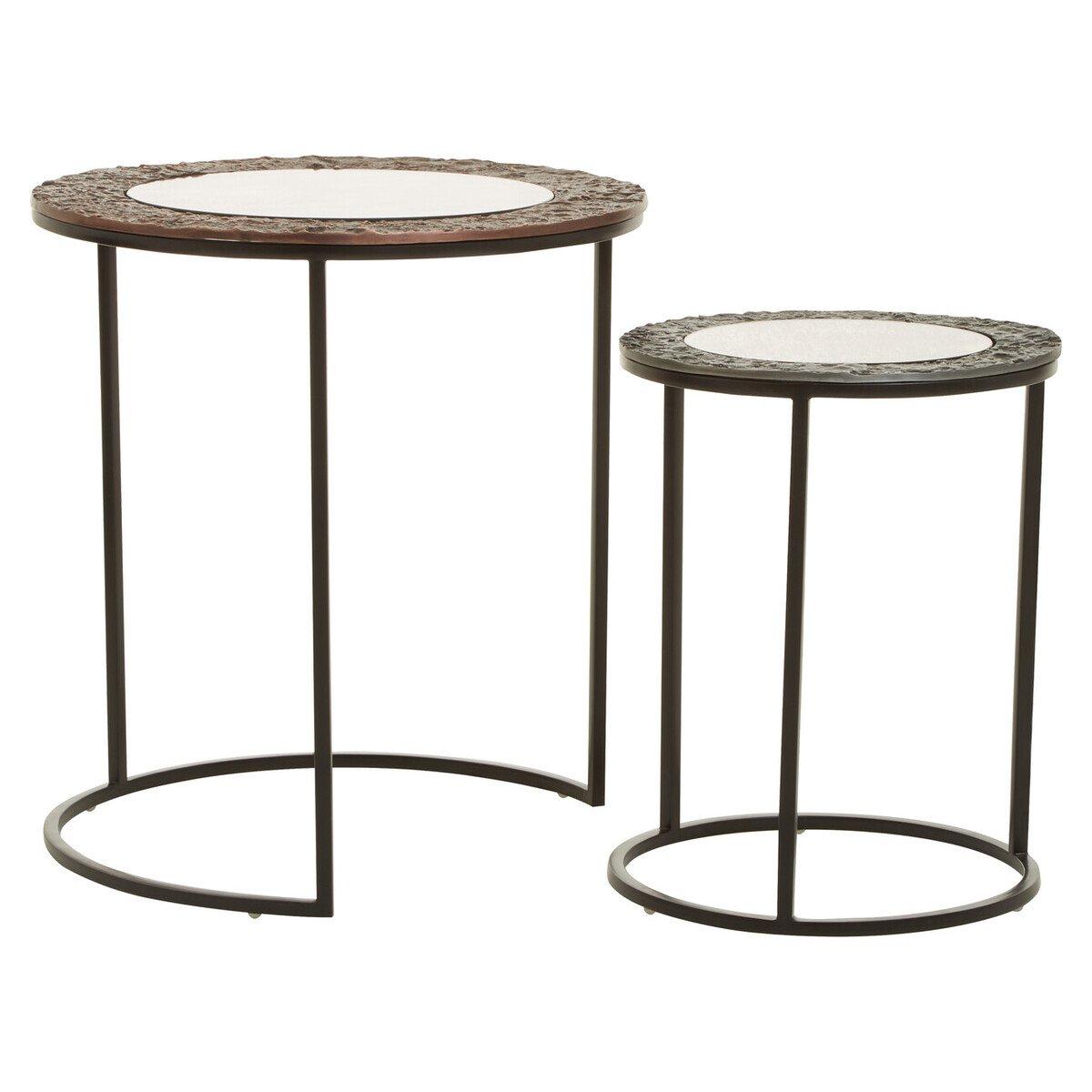 Black - Fifty Five South - Akola Set Of 2 Round Nesting Tables - 2